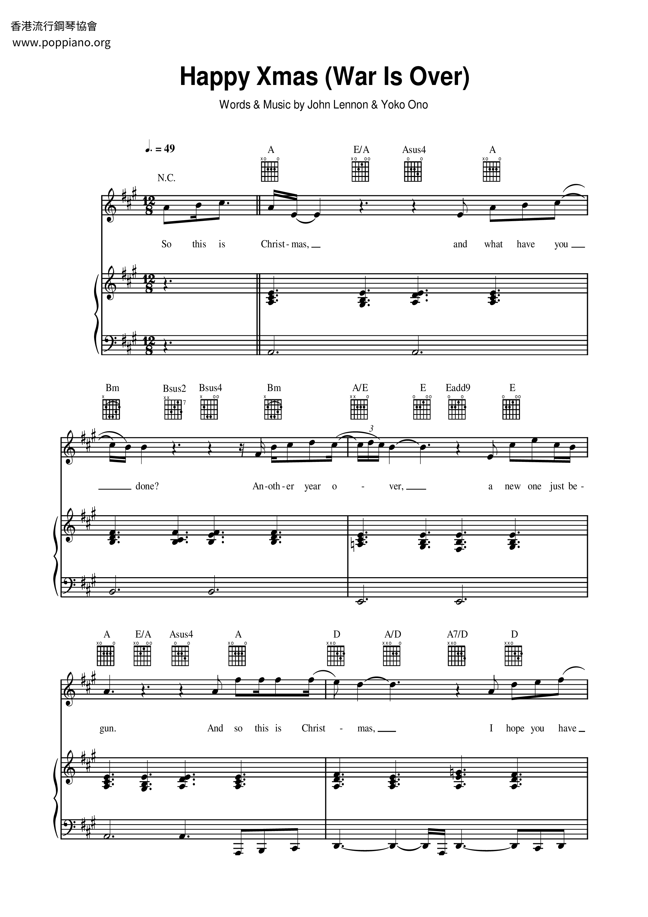 John Lennon Happy Xmas War Is Over Sheet Music Pdf Free Score Download John Lennon Happy Xmas War Is Over Sheet Music Pdf Free Score Download
