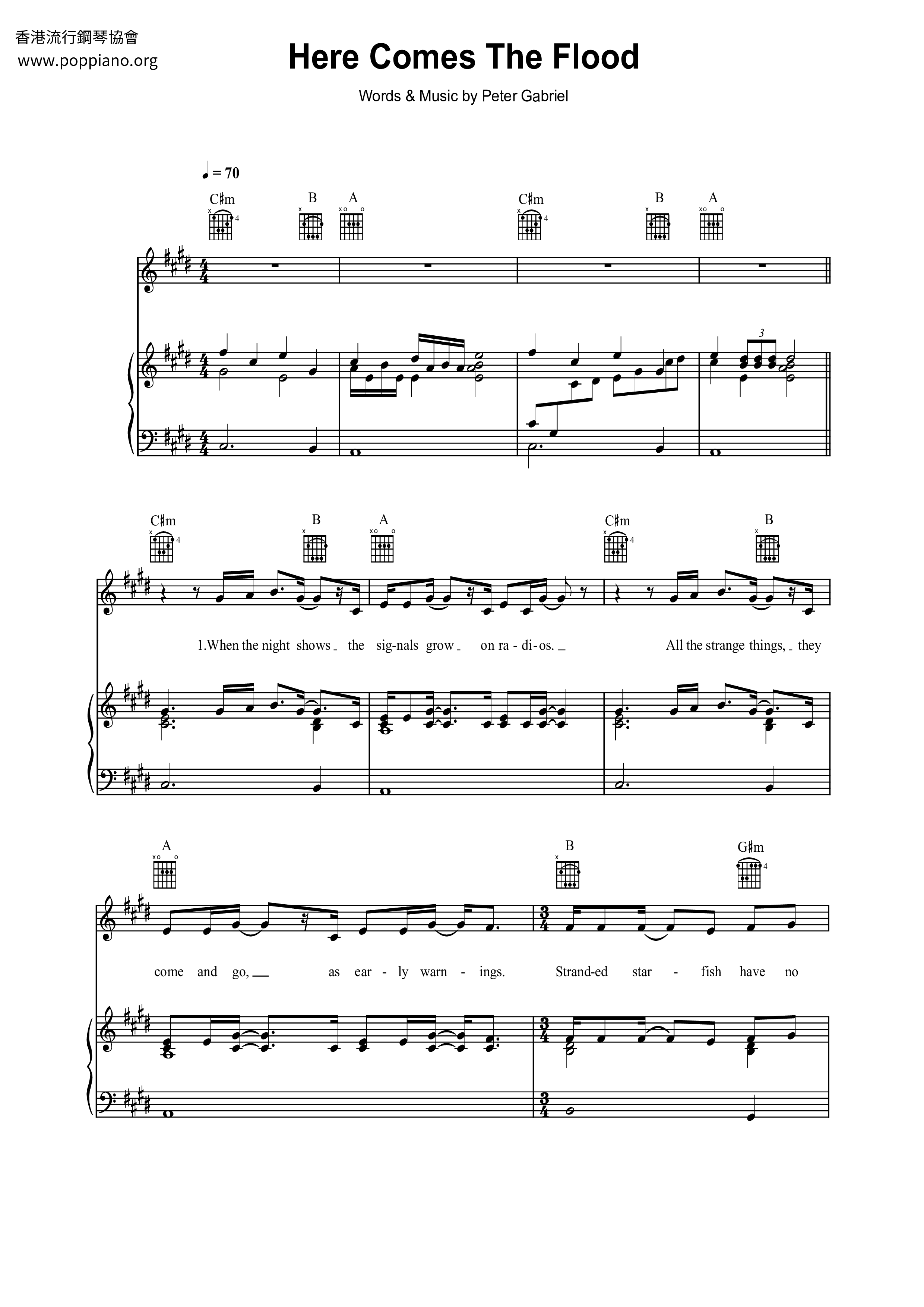 Here Comes The Flood琴譜