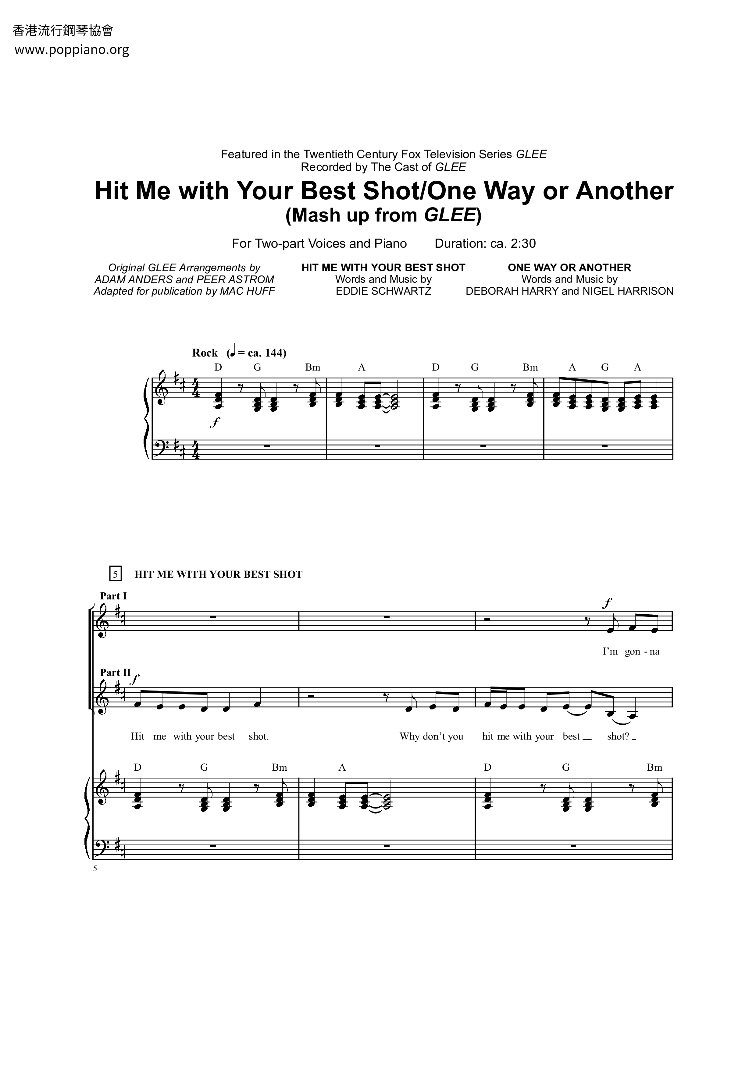 Hit Me With Your Best Shot琴譜