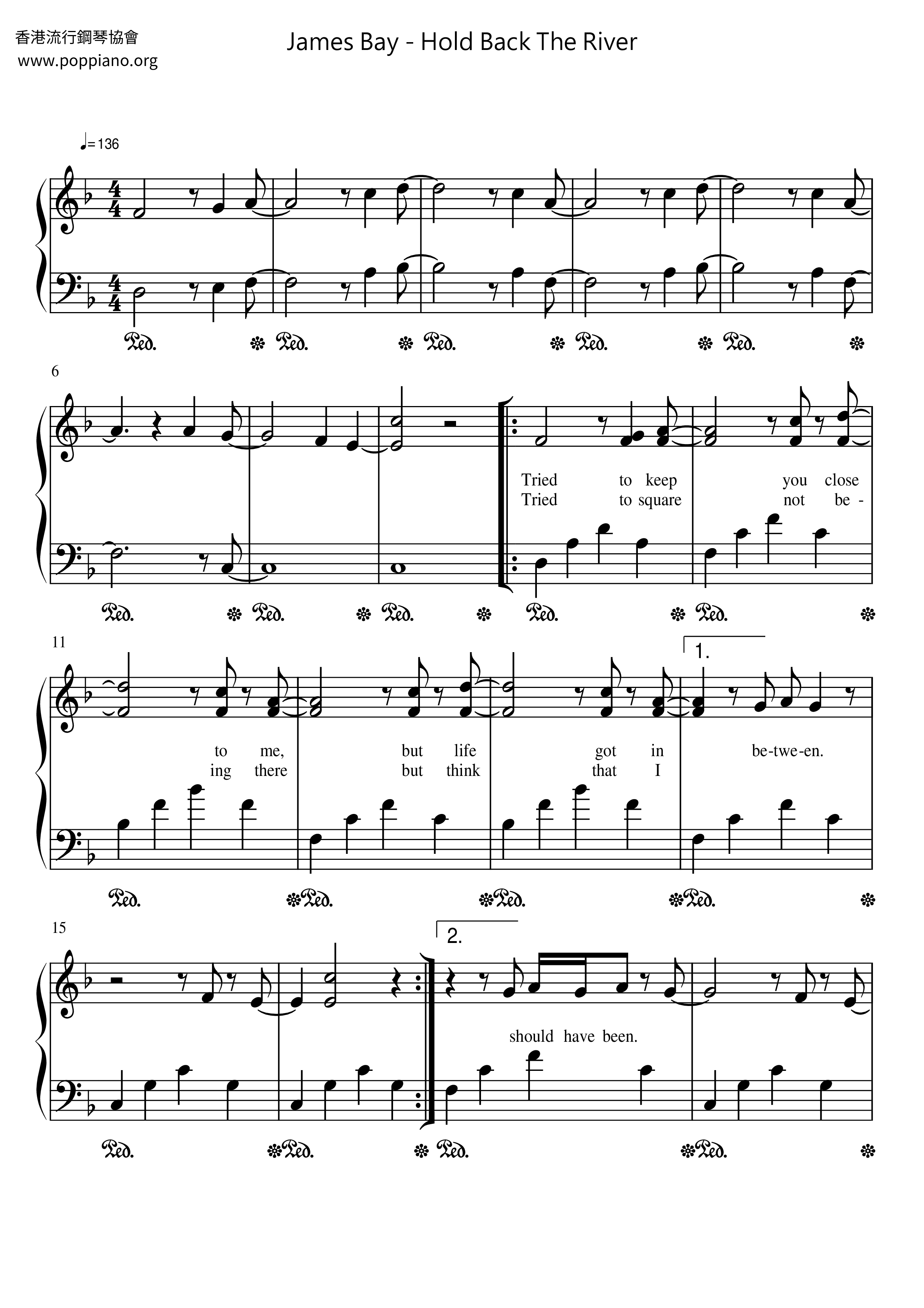 James BayHold Back The River Sheet Music pdf, Free Score Download ★