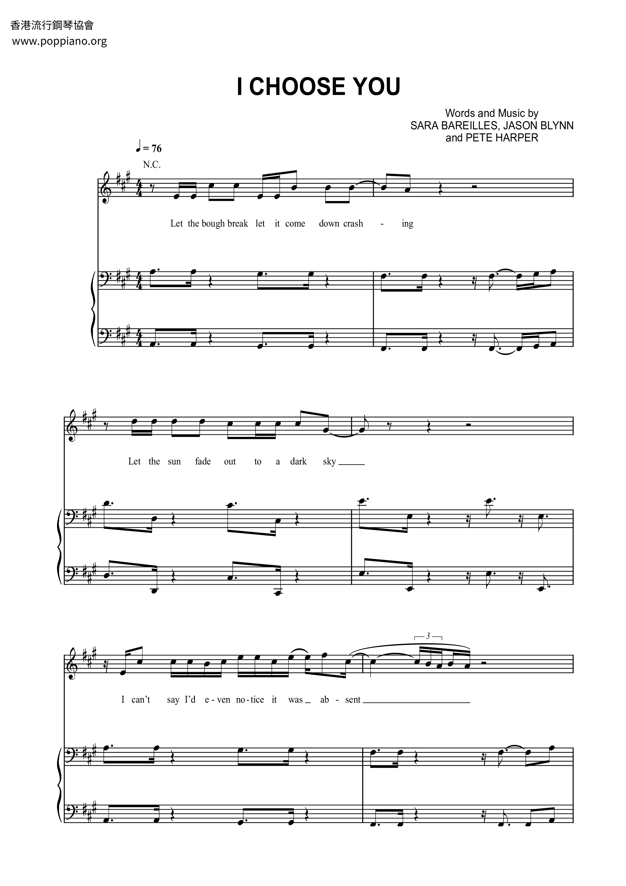 Sara Bareilles I Choose You Sheet Music Pdf Free Score Download Sara Bareilles I Choose You Sheet Music Pdf Free Score Download