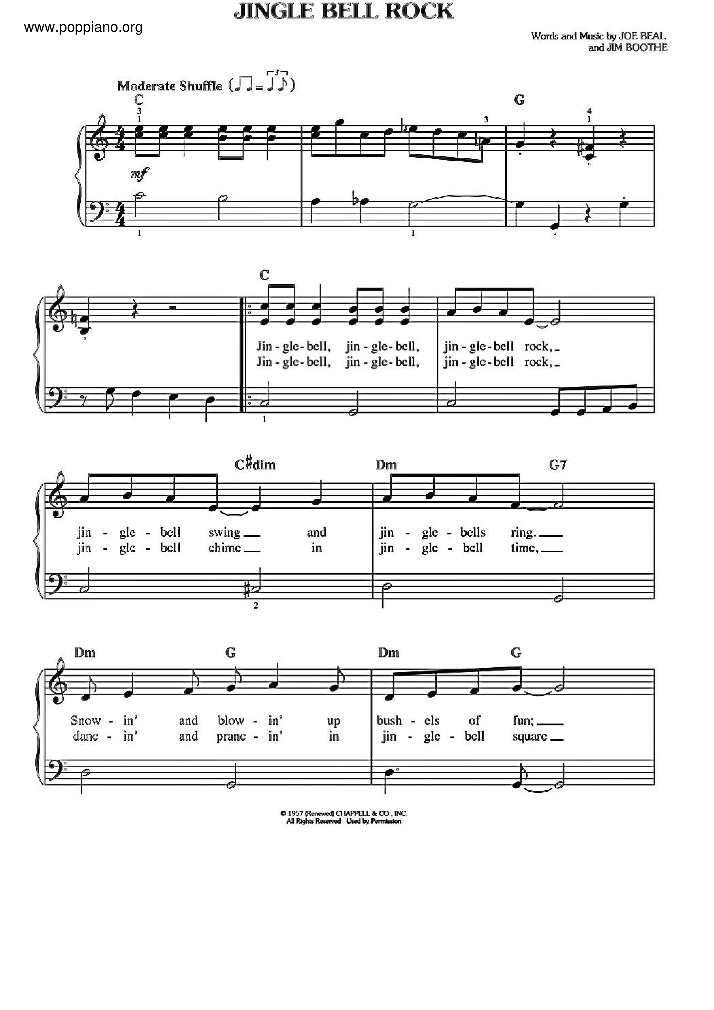 ☆ Christmas-Jingle Bell Rock Sheet Music pdf, Free Score Download