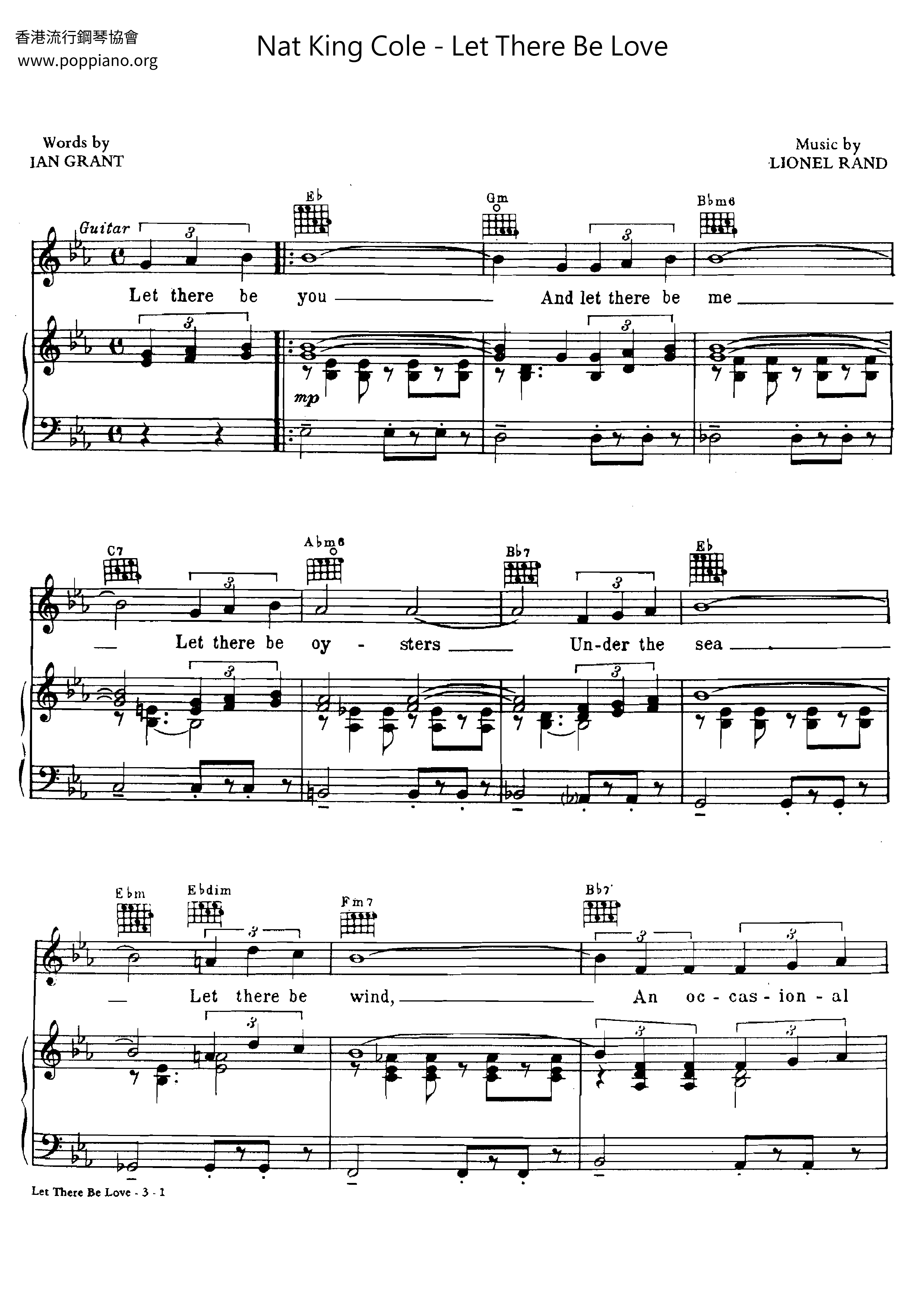 Let There Be Love琴譜