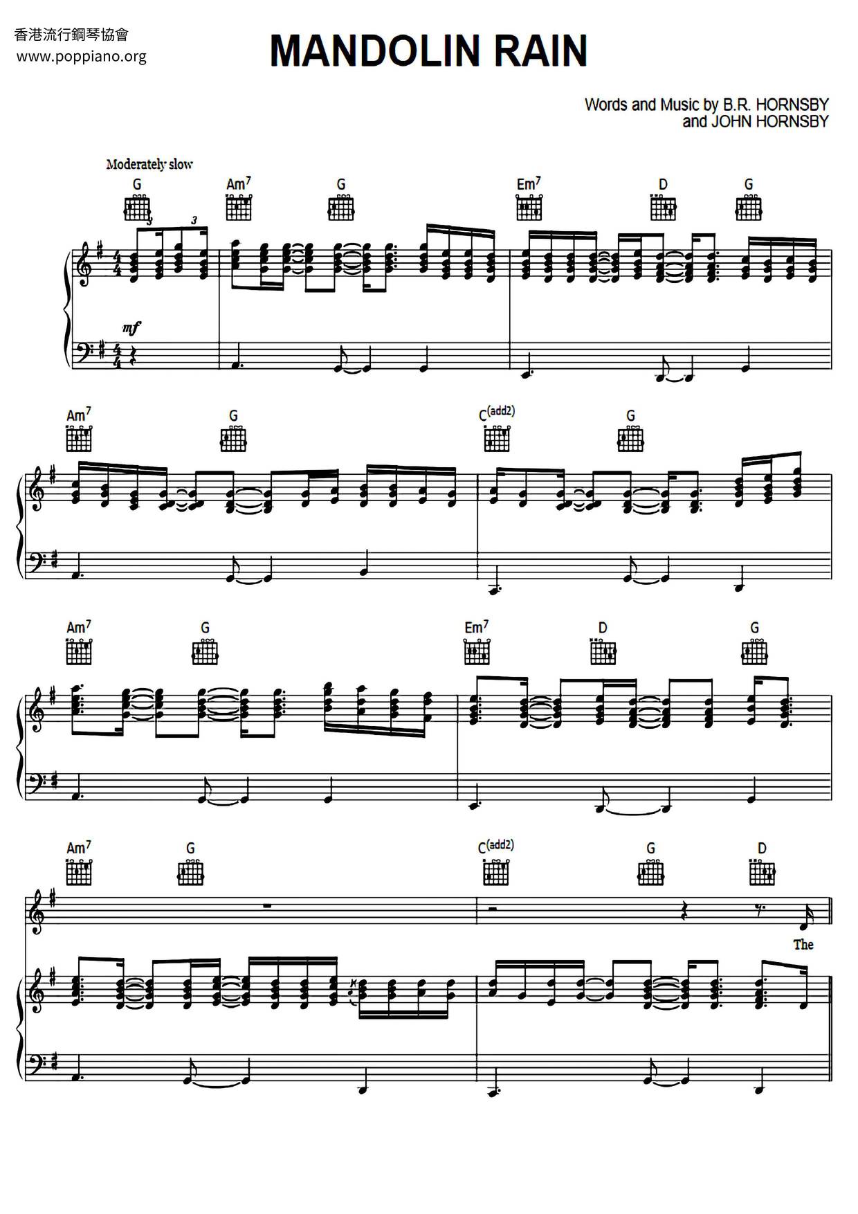 Bruce HornsbyMandolin Rain Sheet Music pdf, Free Score Download ★