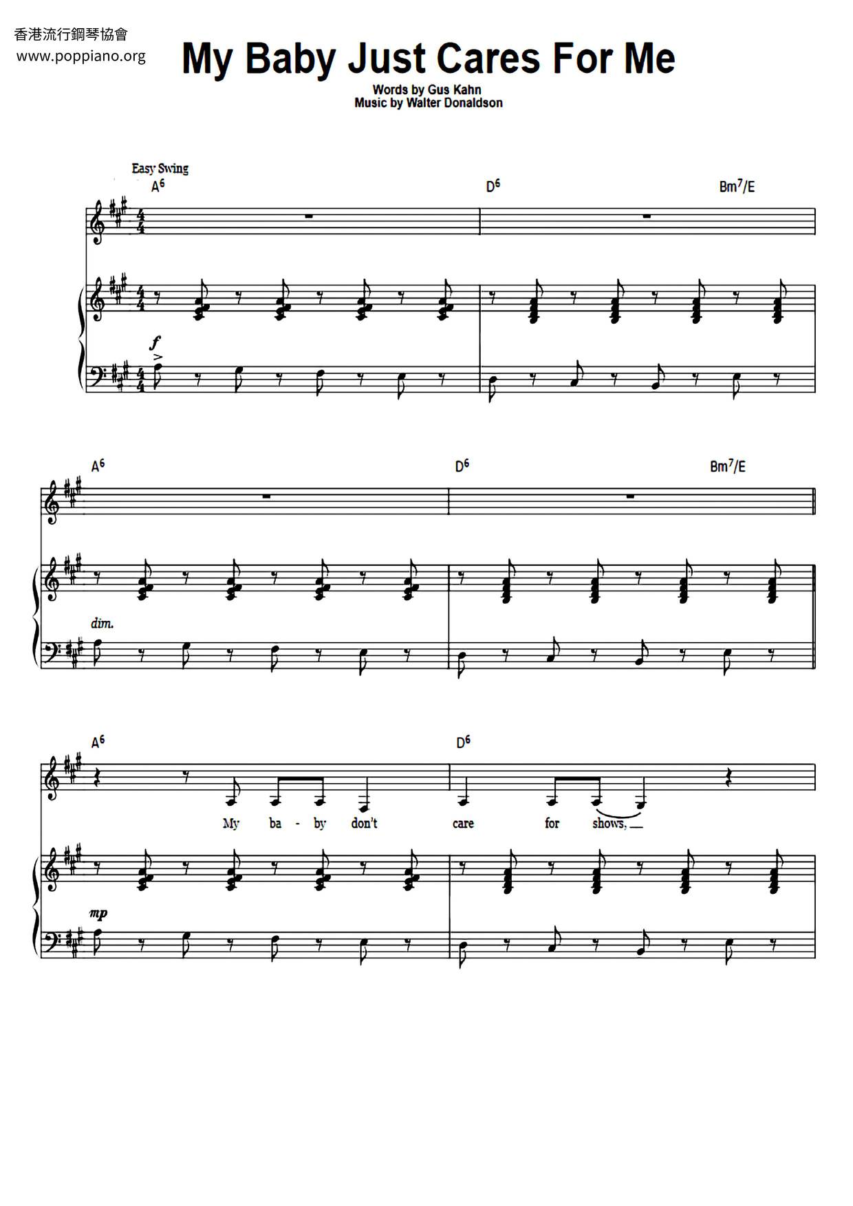 My Baby Just Cares For Me Sheet Music Piano Score Free Pdf Download Hk Pop Piano Academy