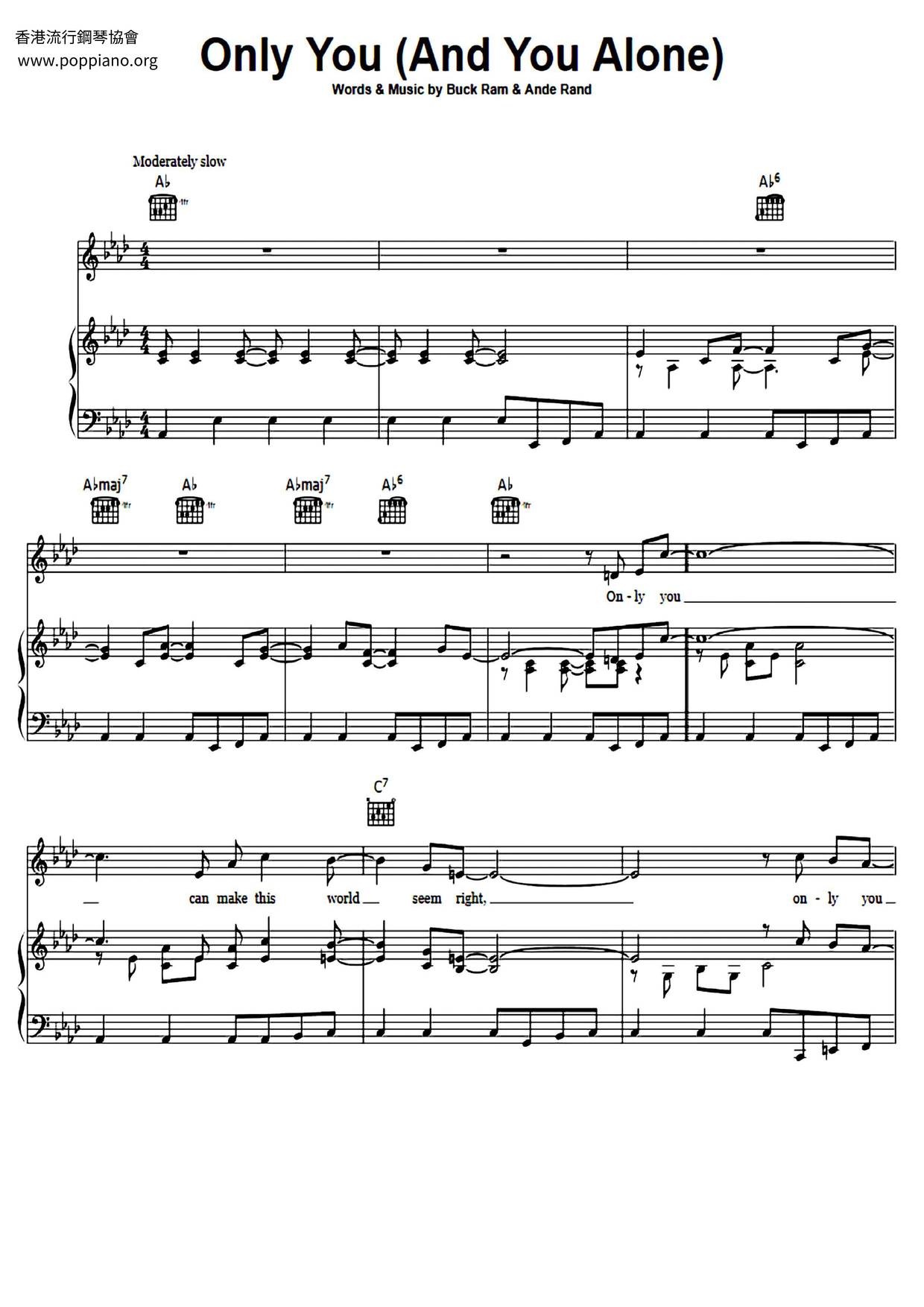 The Platters Only You And You Alone Sheet Music Pdf Free Score Download
