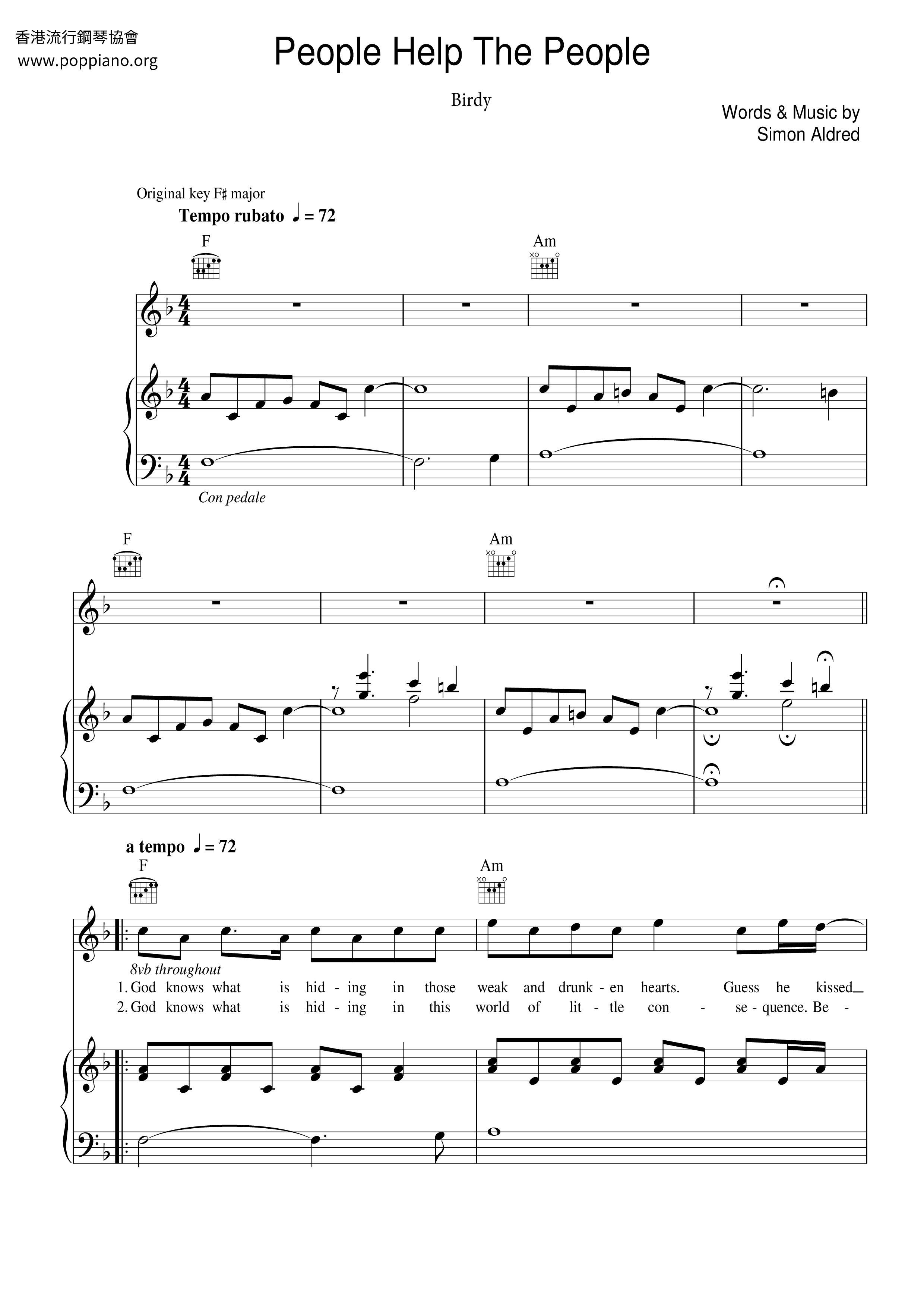☆ Help The People Music pdf, Free Score Download ☆