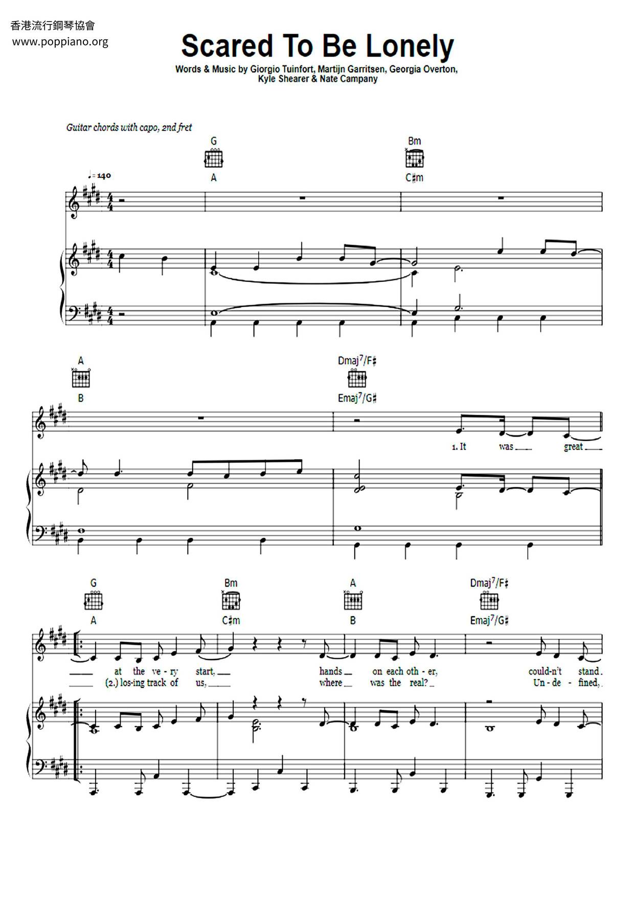 Martin Garrix Dua Lipa Scared To Be Lonely Sheet Music Pdf Free Score Download