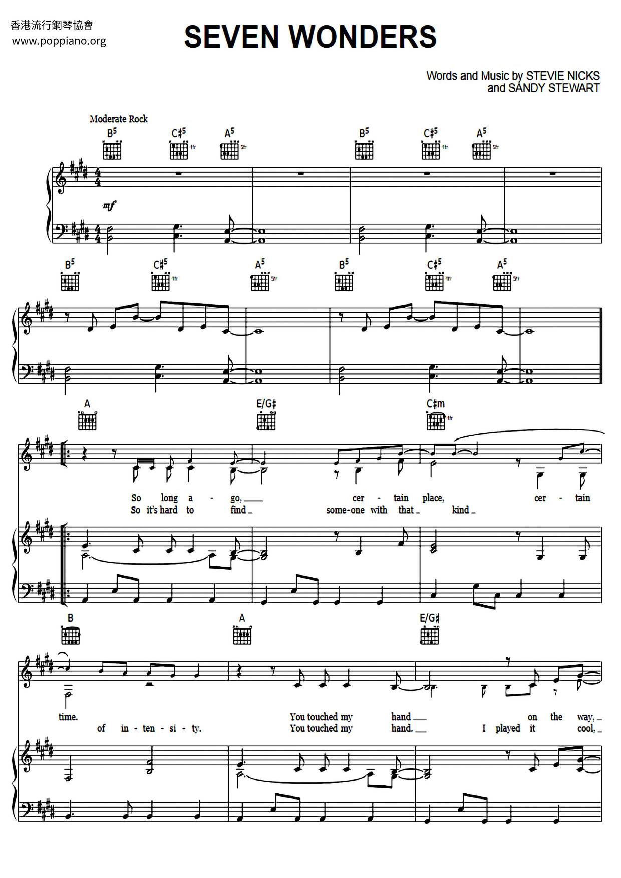 Fleetwood Mac Seven Wonders Sheet Music Pdf Free Score Download Fleetwood Mac Seven Wonders Sheet Music Pdf Free Score Download
