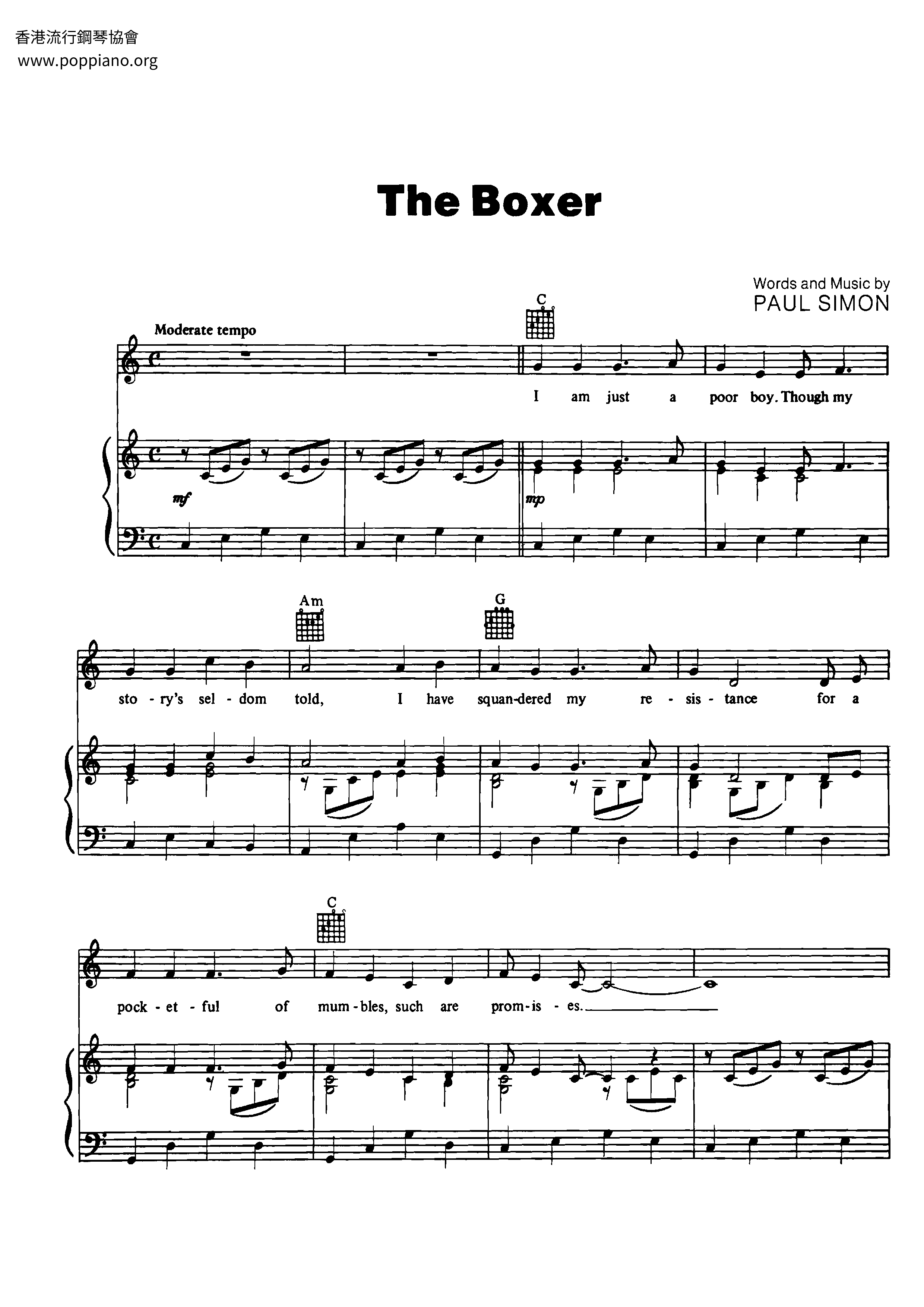 The Boxer琴譜