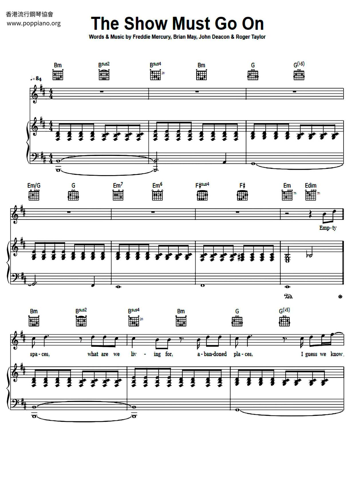 Queen The Show Must Go On Sheet Music Pdf クイーン Free Score Download