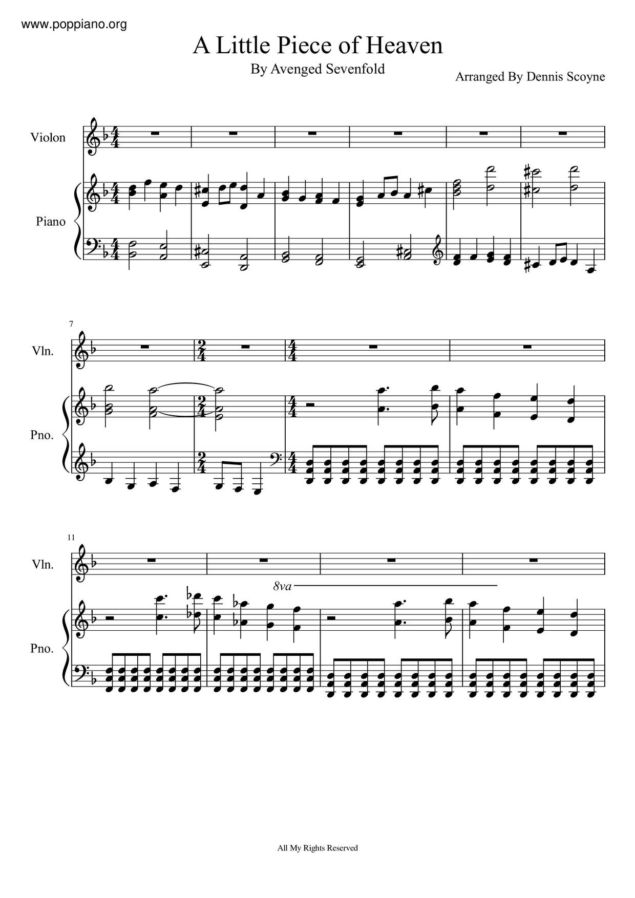 Avenged Sevenfold A Little Piece Of Heaven Sheet Music Pdf Free Score Download