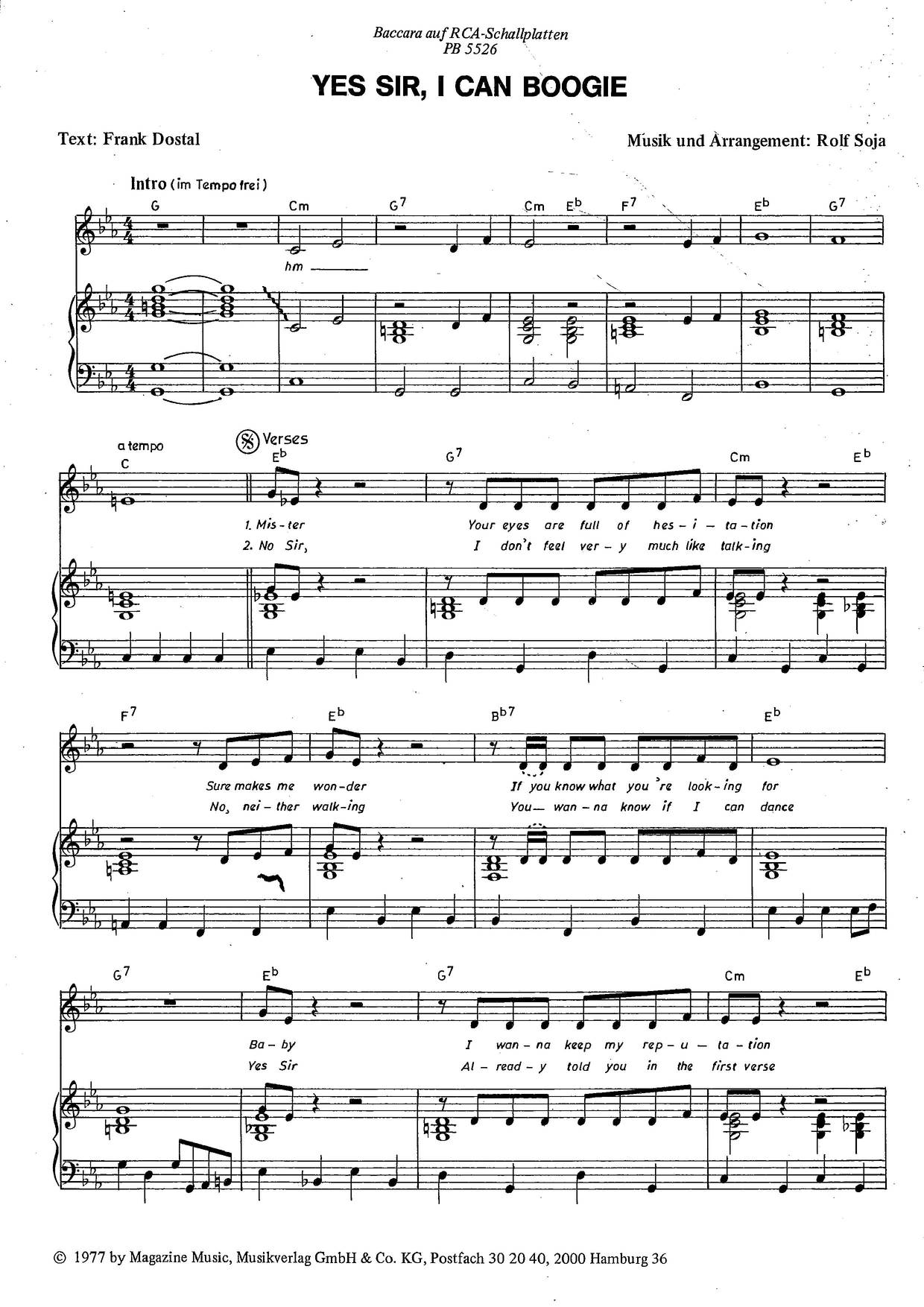 Baccara Yes Sir I Can Boogie Sheet Music Pdf Free Score Download baccara-yes-sir-i-can-boogie-sheet-music-pdf-free-score-download