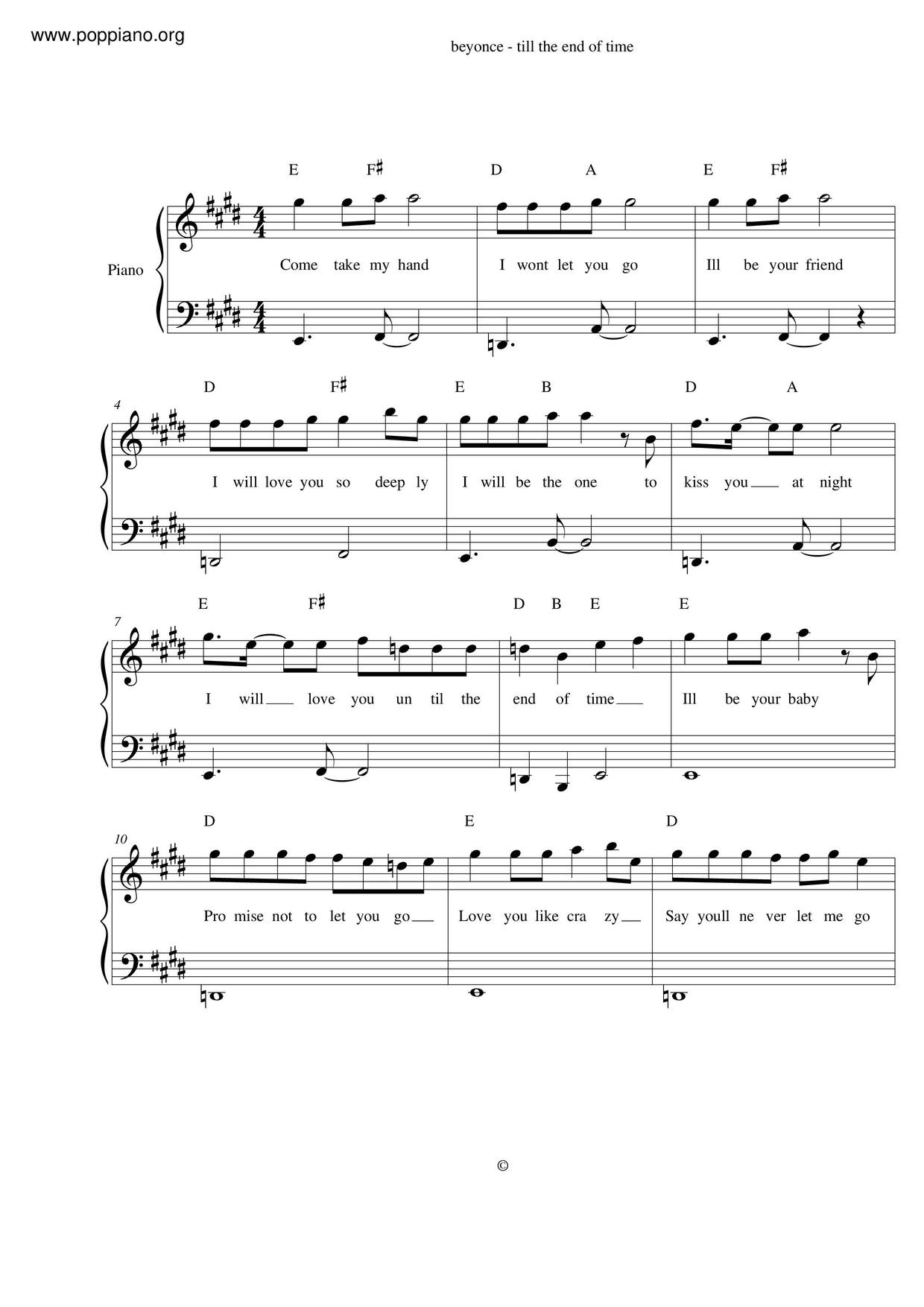 Until The End Of Time Beyonce Lyrics Beyonce, Justin Timberlake-Until The End Of Time Sheet Music pdf