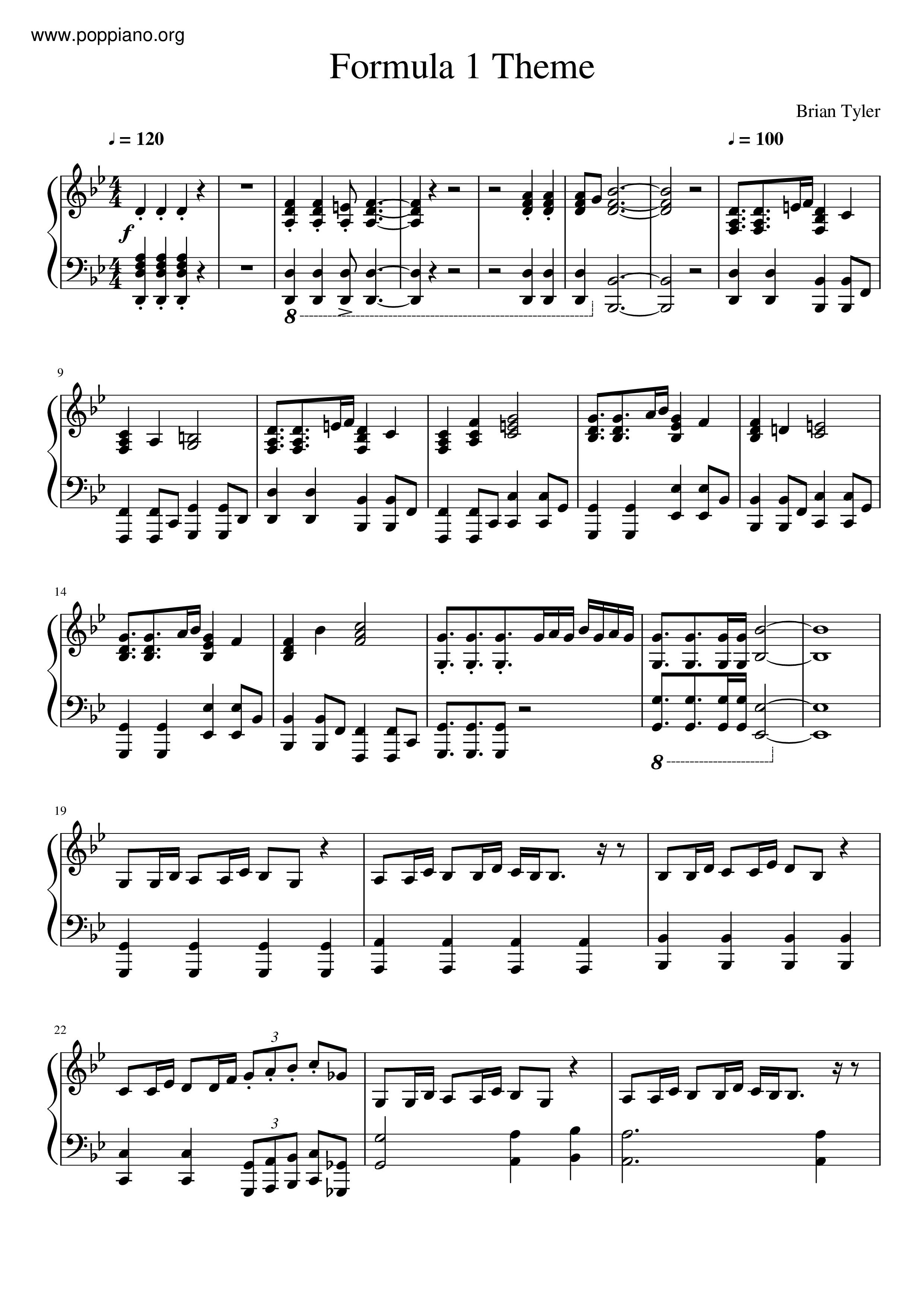 Brian Tyler Formula 1 Theme Sheet Music Pdf Free Score Download Brian Tyler Formula 1 Theme Sheet Music Pdf Free Score Download