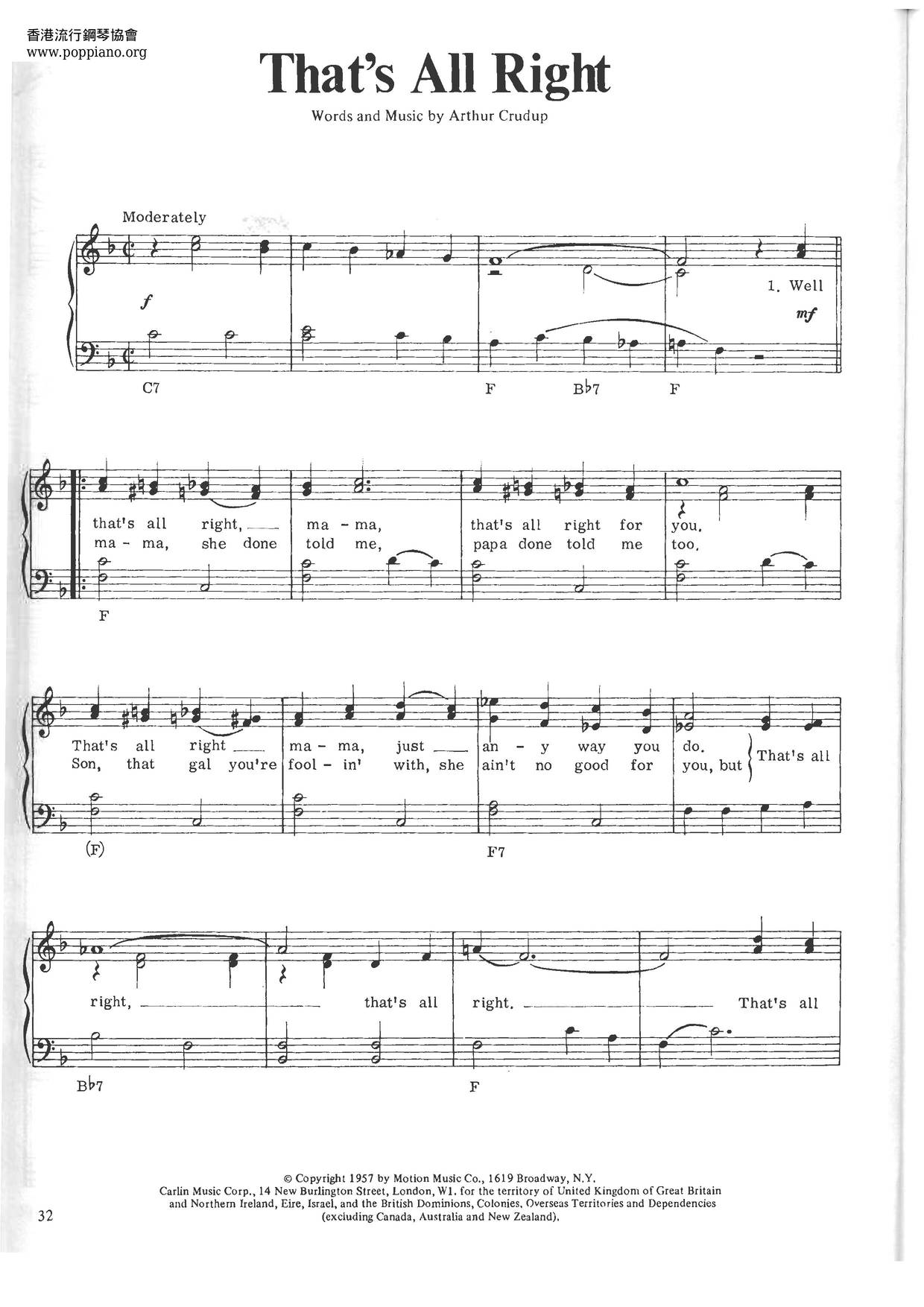 Elvis Presley That S All Right Sheet Music Pdf Free Score Download