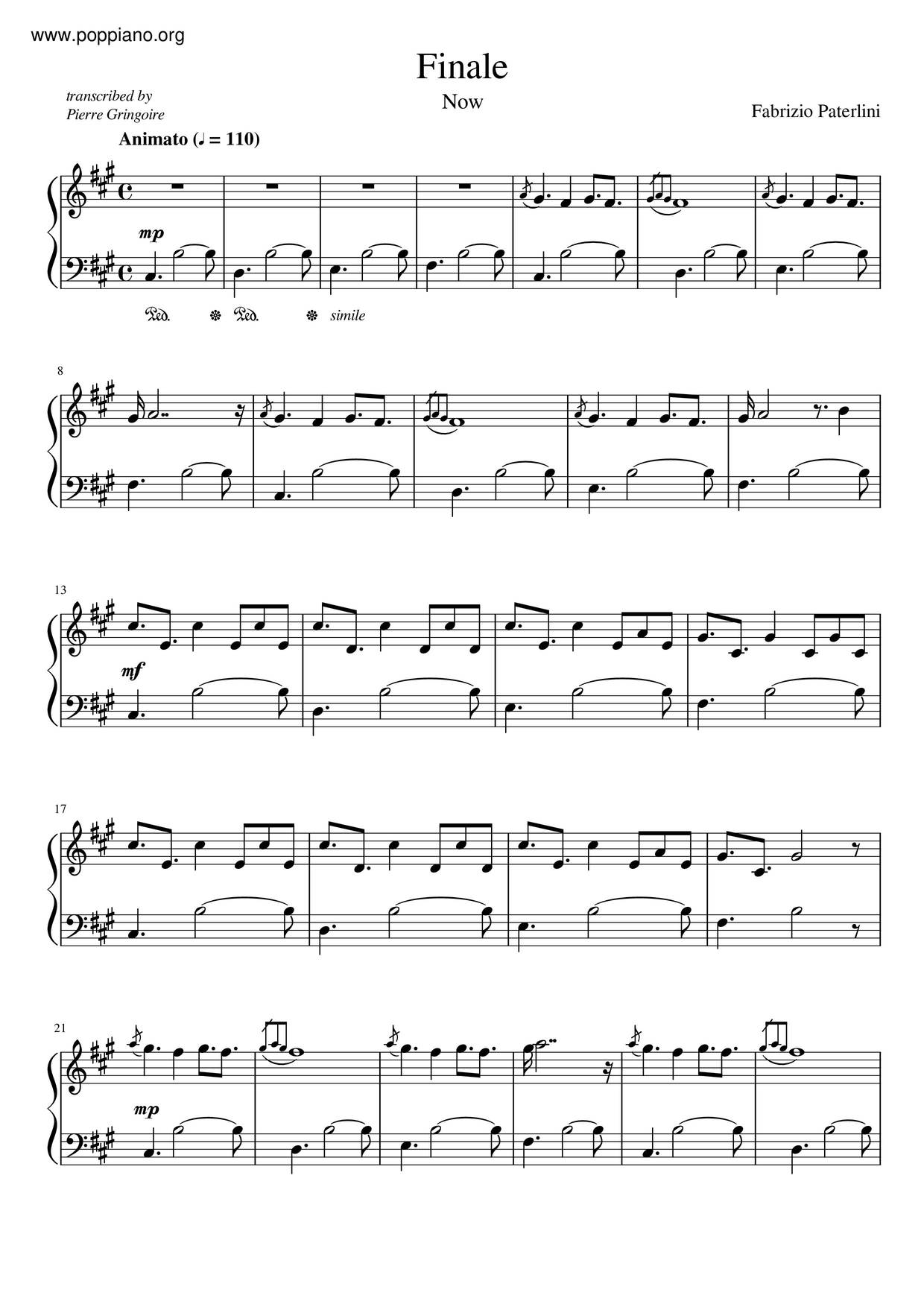 Fabrizio Paterlini Finale ピアノ譜pdf 香港ポップピアノ協会 無料pdf楽譜ダウンロード Gakufu