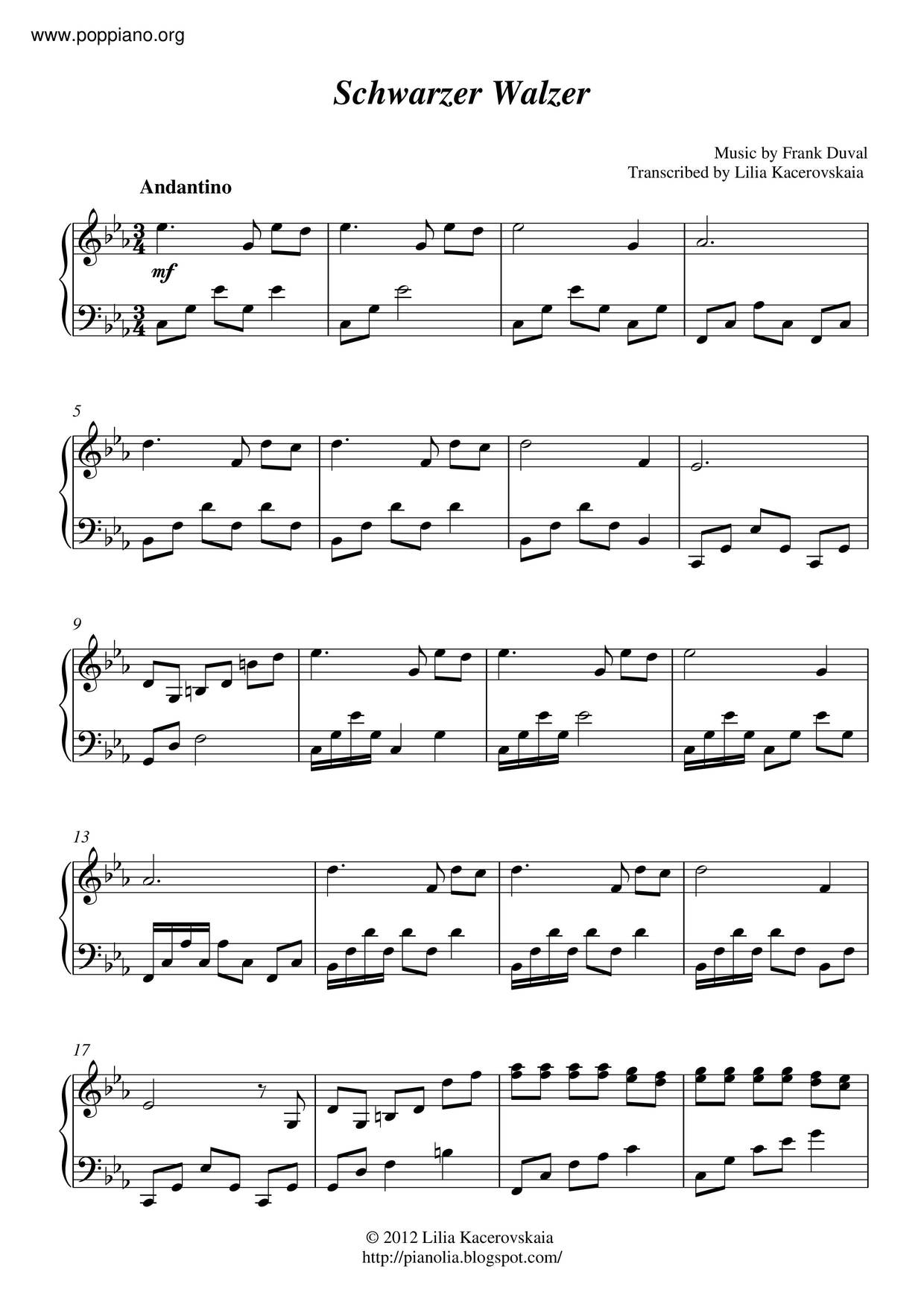 Schwarzer Walzer琴譜