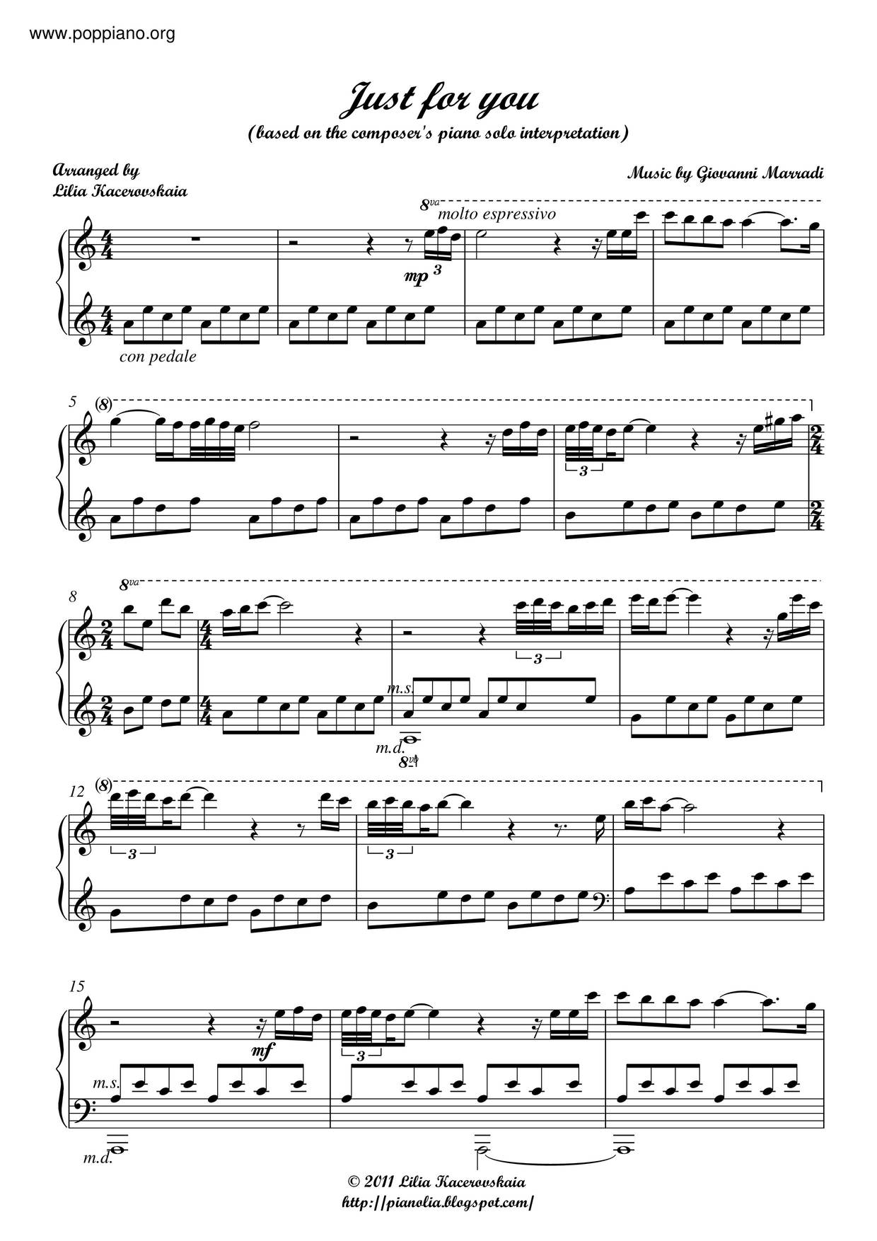 Giovanni MarradiJust For You Sheet Music pdf, Free Score Download ★