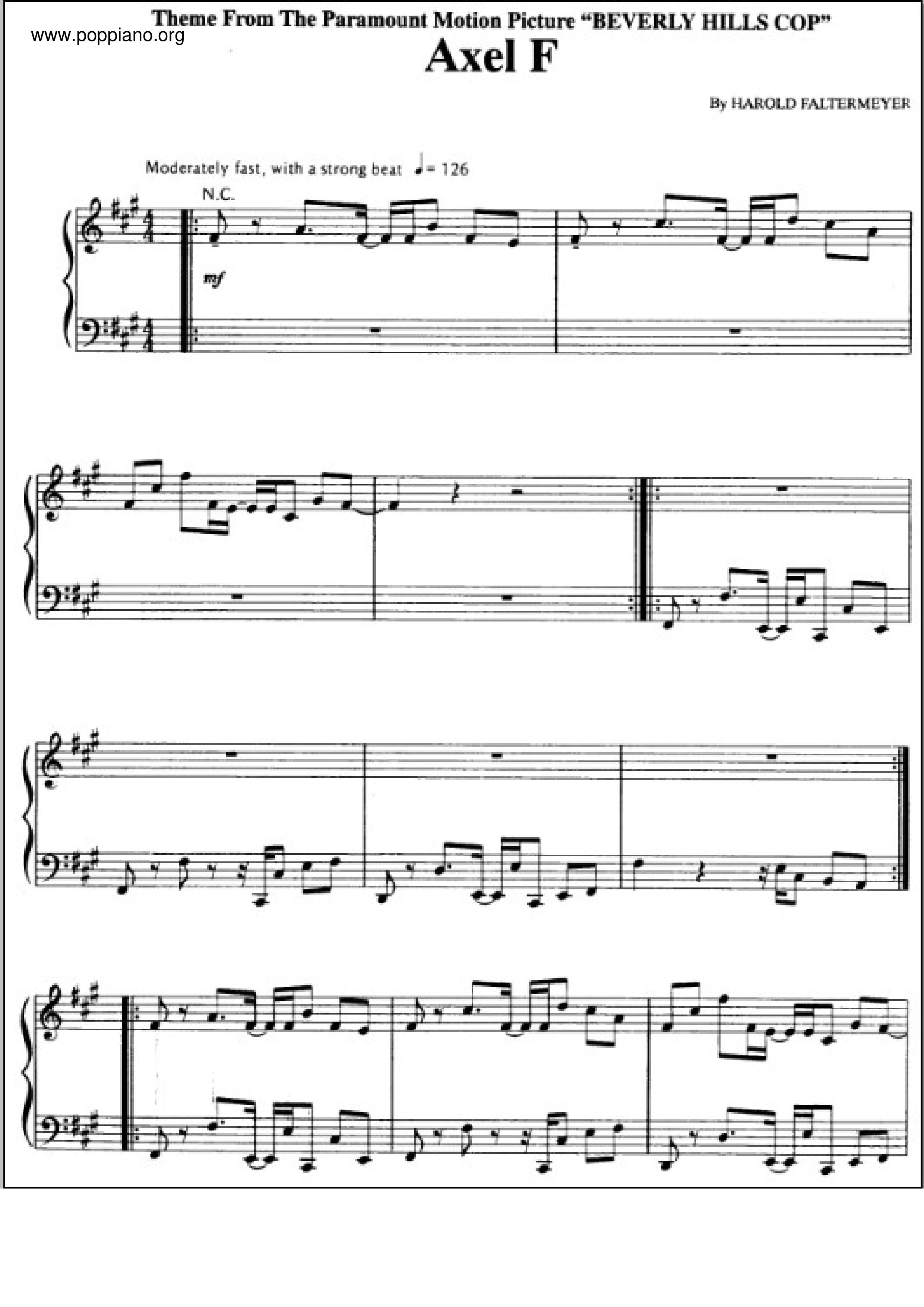 Harold FaltermeyerAxel F Sheet Music pdf, Free Score Download ★