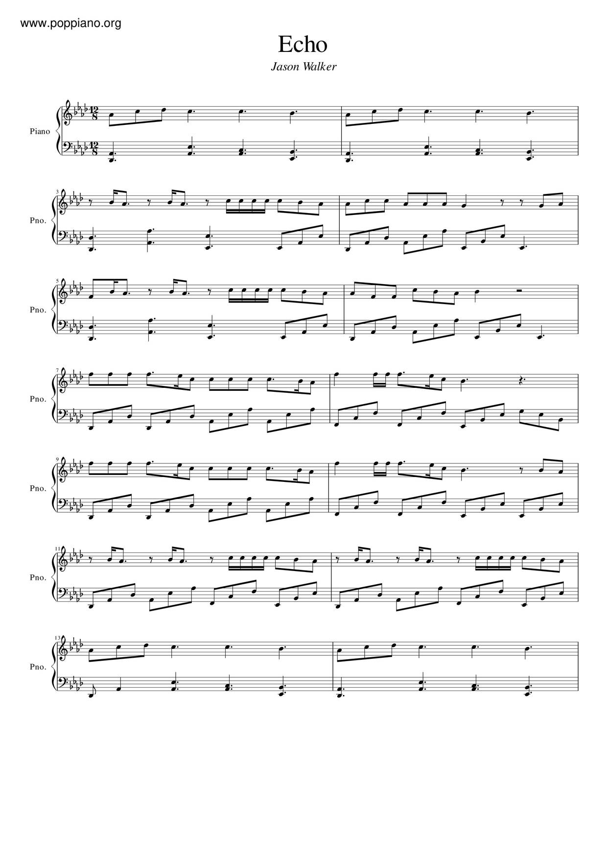 Jason Walker Echo Sheet Music Pdf Free Score Download Jason Walker Echo Sheet Music Pdf Free Score Download