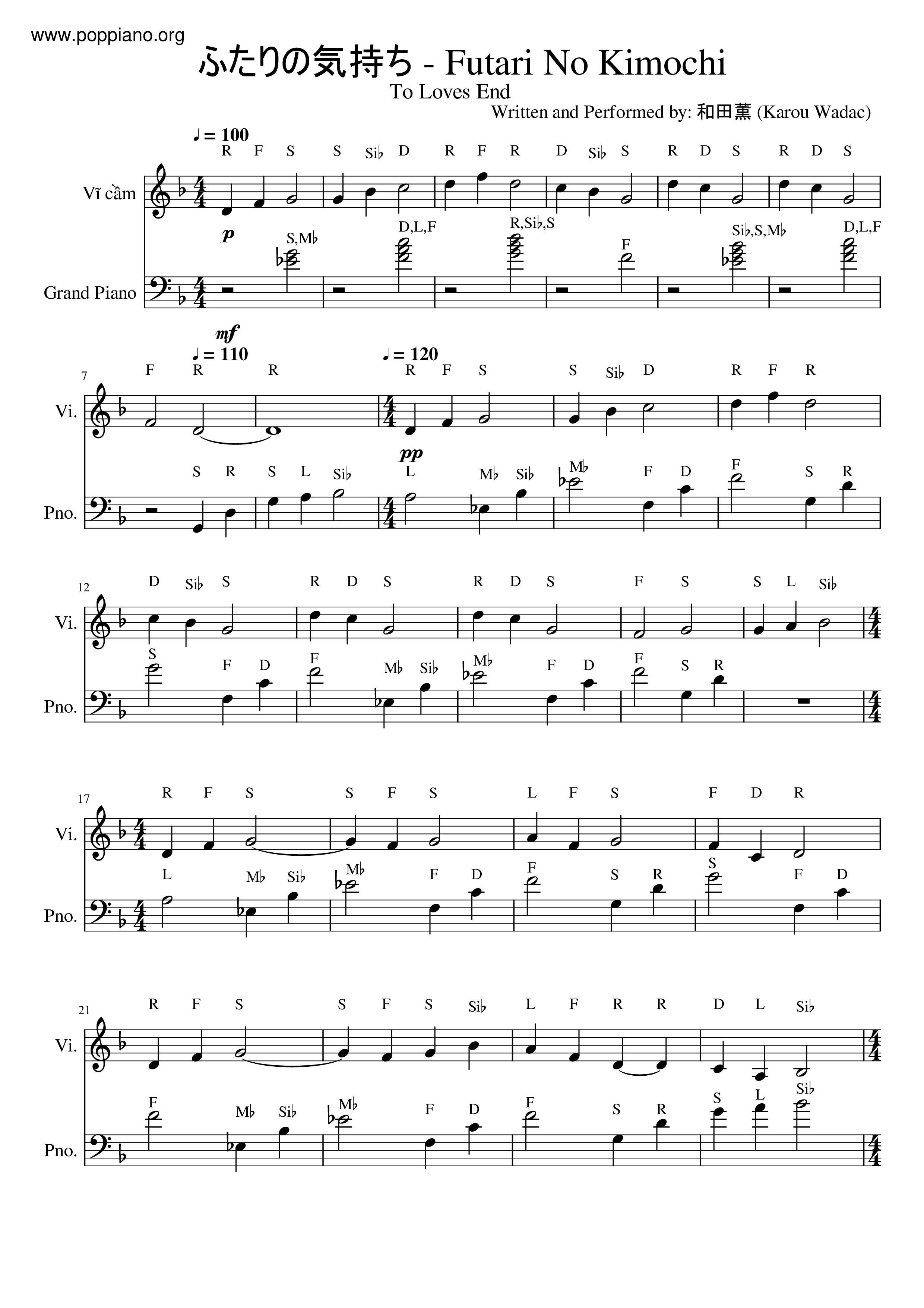 犬夜义 Futari No Kimochi Sheet Music Pdf ふたりの気持ち 楽譜 Free Score Download 犬夜义 Futari No Kimochi Sheet Music Pdf ふたりの気持ち 楽譜 Free Score Download