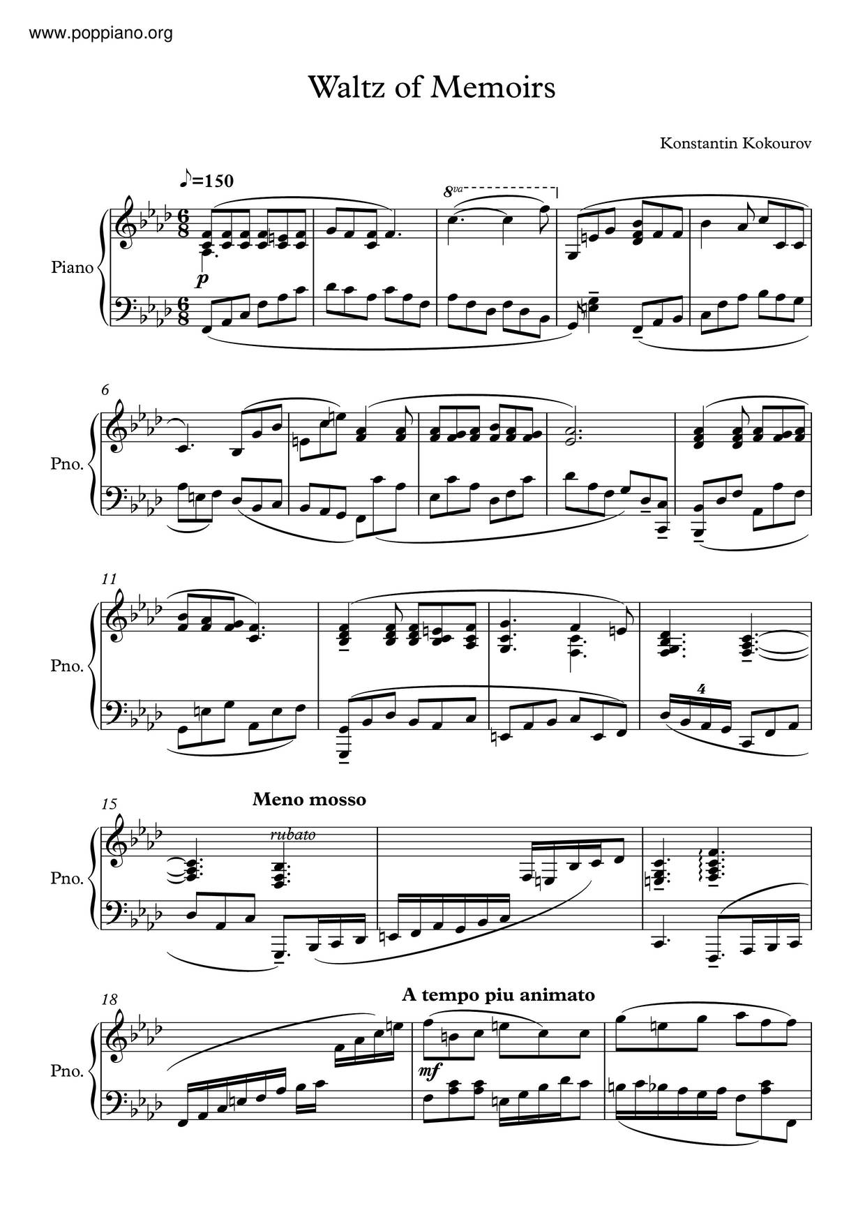 Waltz Of Memoirs琴譜