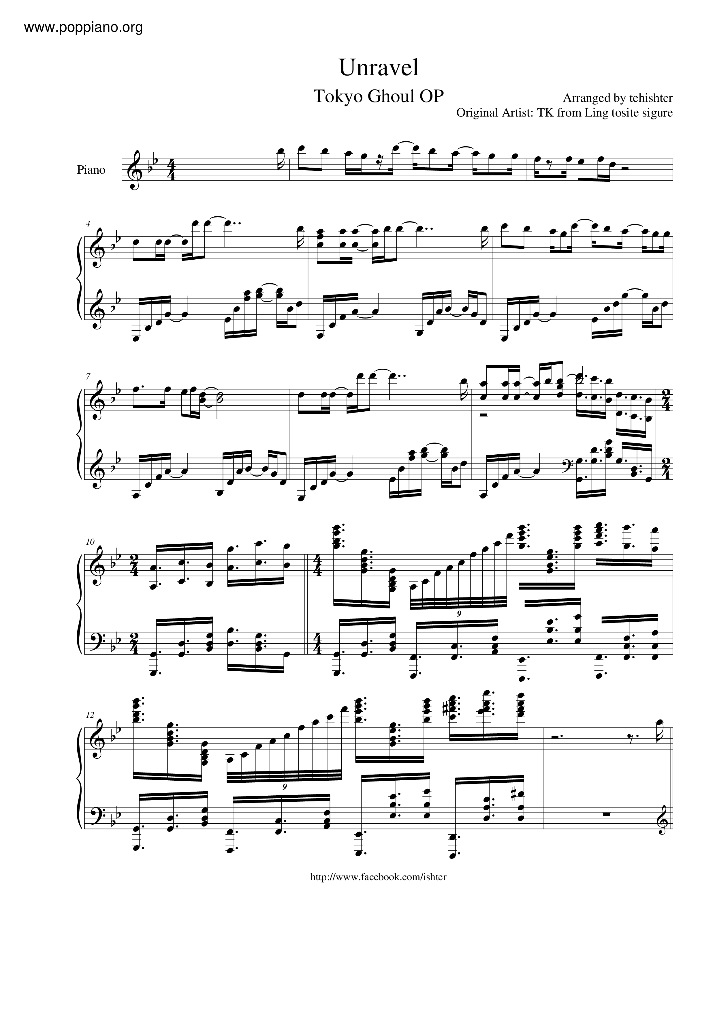 Anime Tokyo Ghoul Unravel Sheet Music Pdf 東京喰種トーキョーグール 楽譜 アニメソング Free Score Download Anime Tokyo Ghoul Unravel Sheet Music Pdf 東京喰種トーキョーグール 楽譜 アニメソング Free Score Download