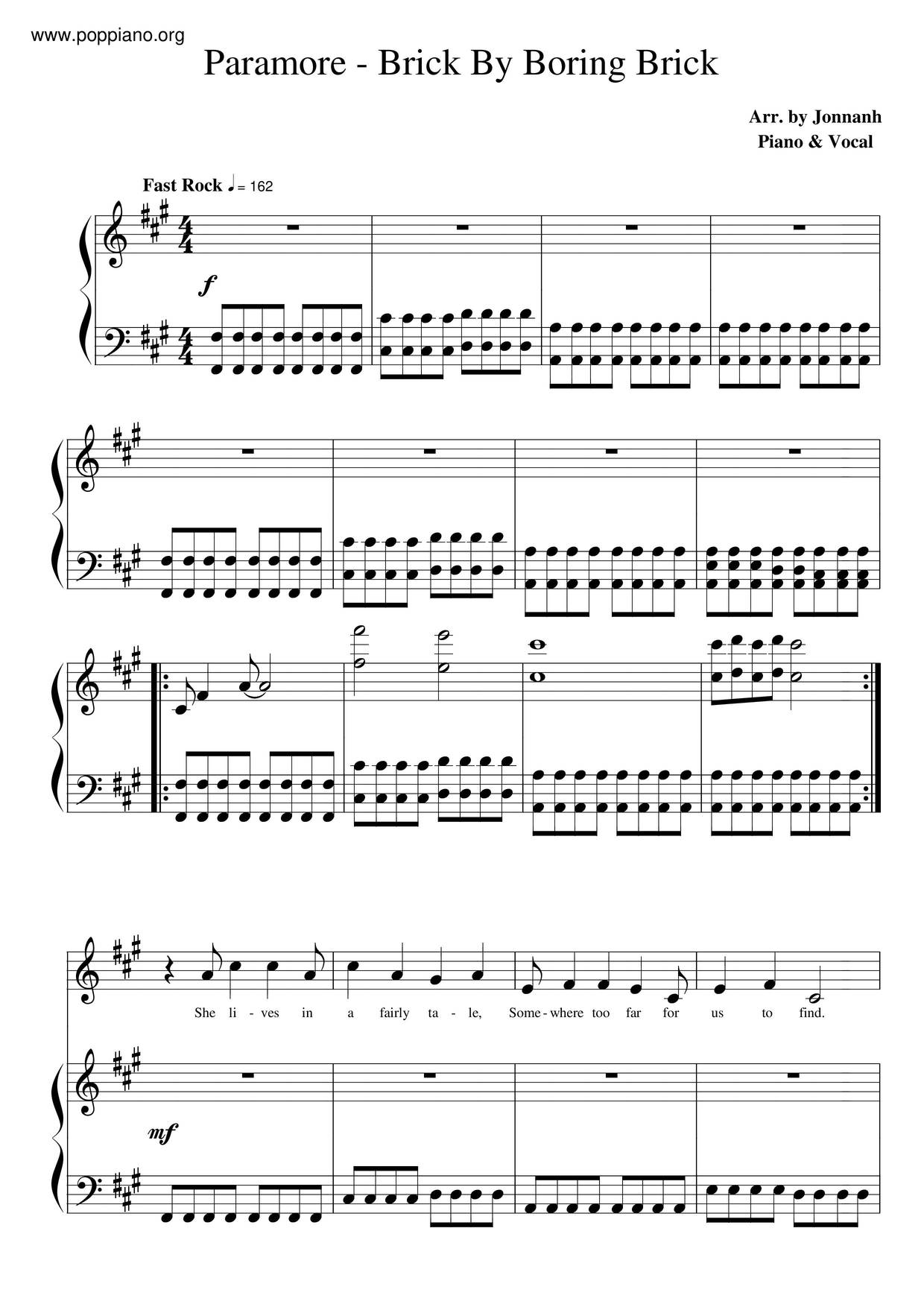 ParamoreBrick By Boring Brick Sheet Music