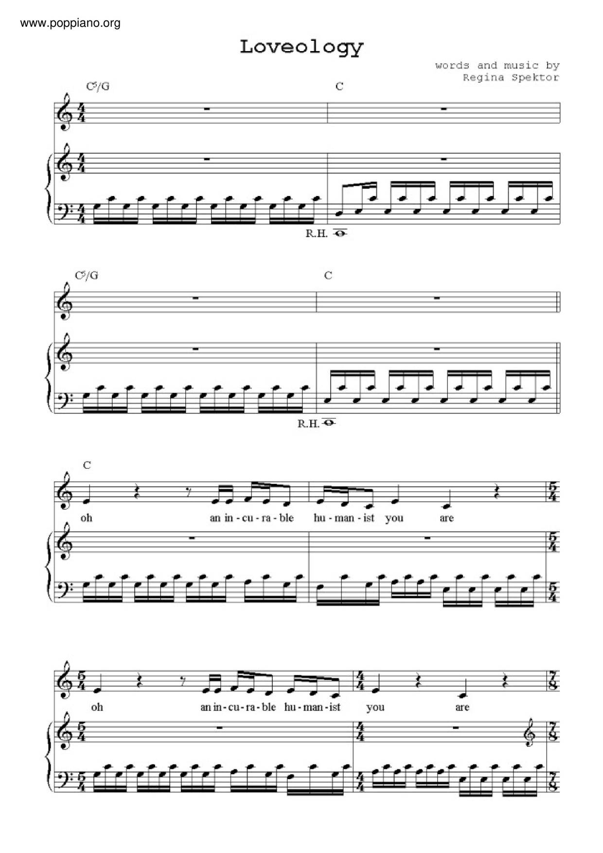Regina SpektorLoveology Sheet Music pdf, Free Score Download ★