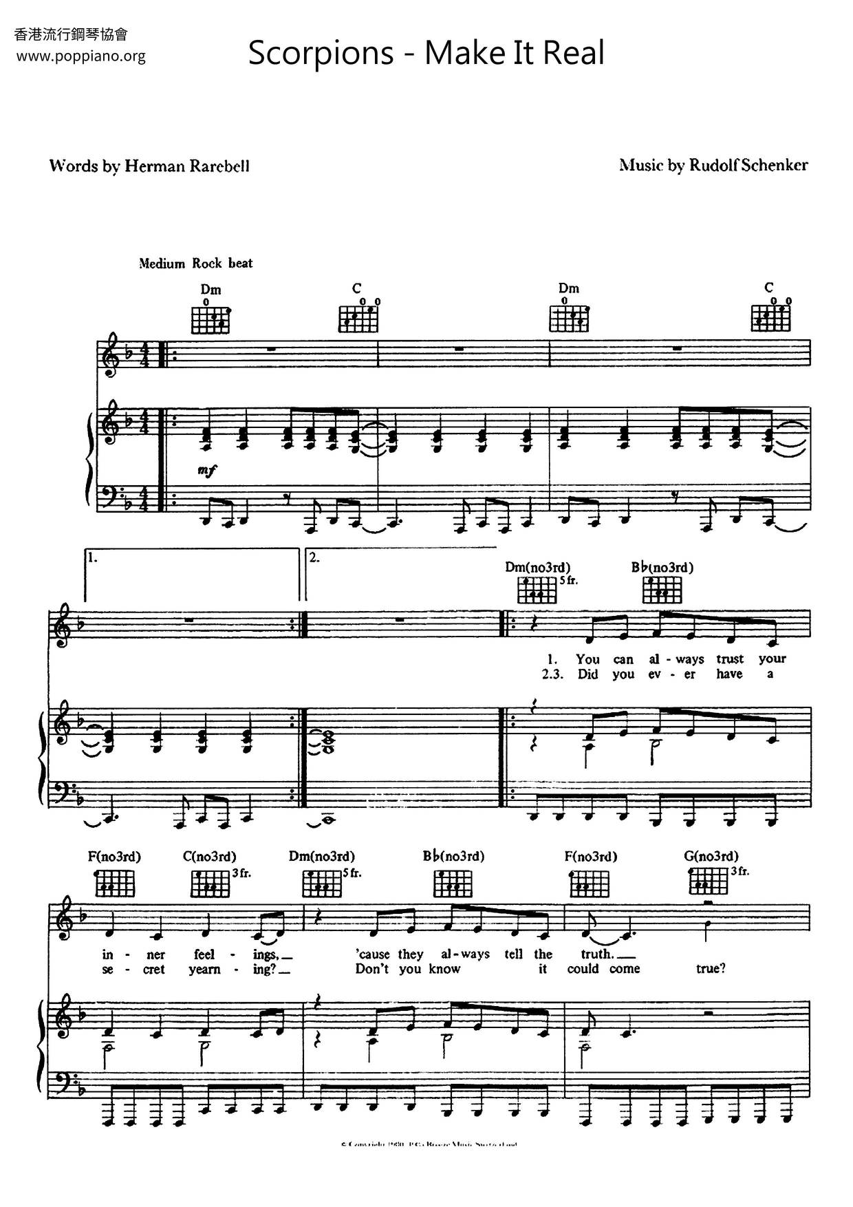 Scorpions Make It Real Sheet Music Pdf Free Score Download