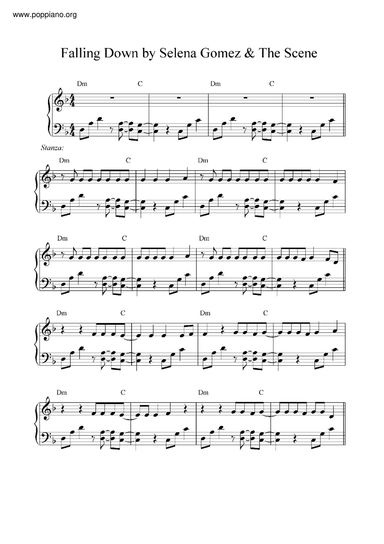 Selena GomezFalling Down Sheet Music pdf, Free Score Download ★