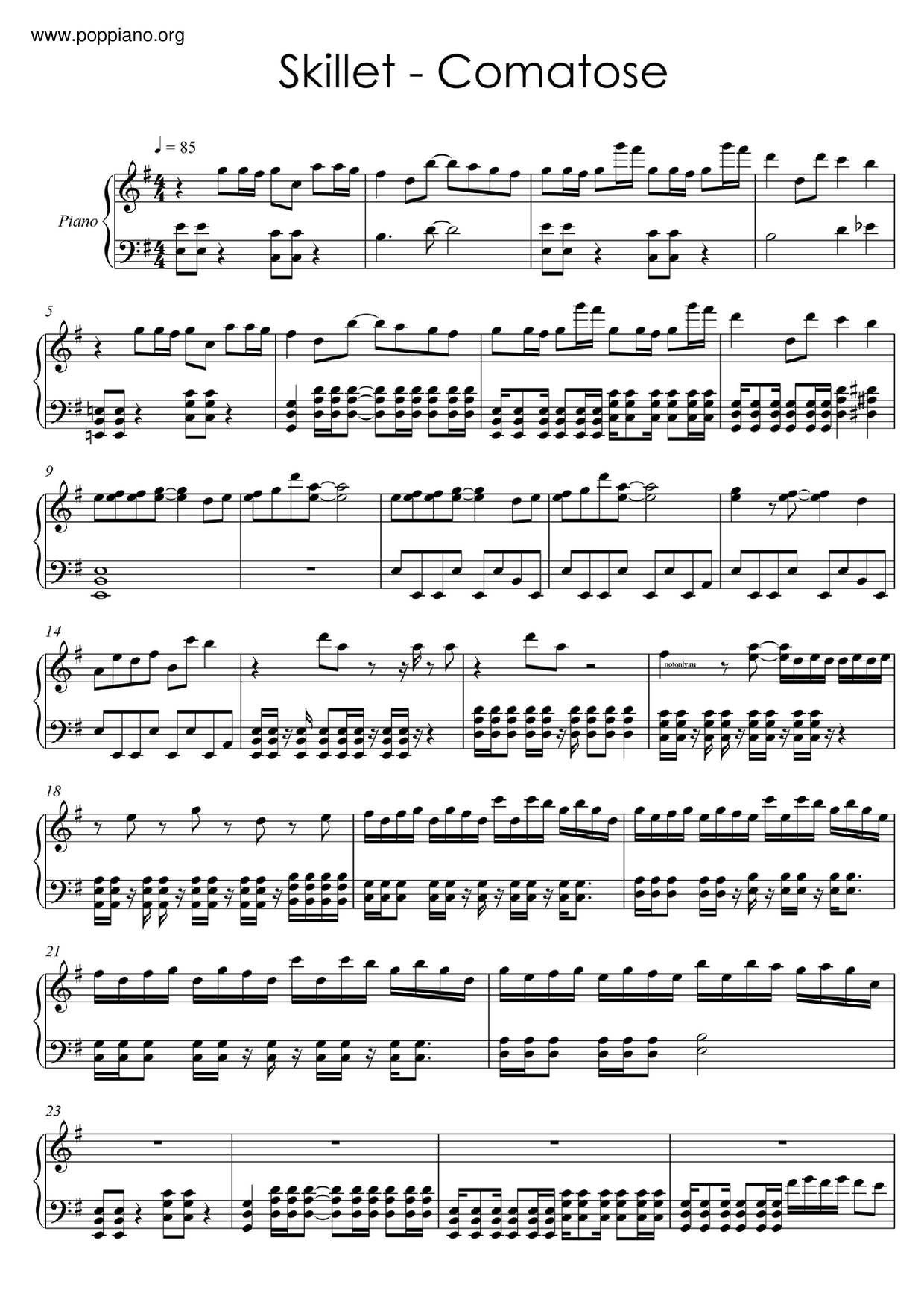 Skillet Comatose Sheet Music Pdf Free Score Download Skillet Comatose Sheet Music Pdf Free Score Download