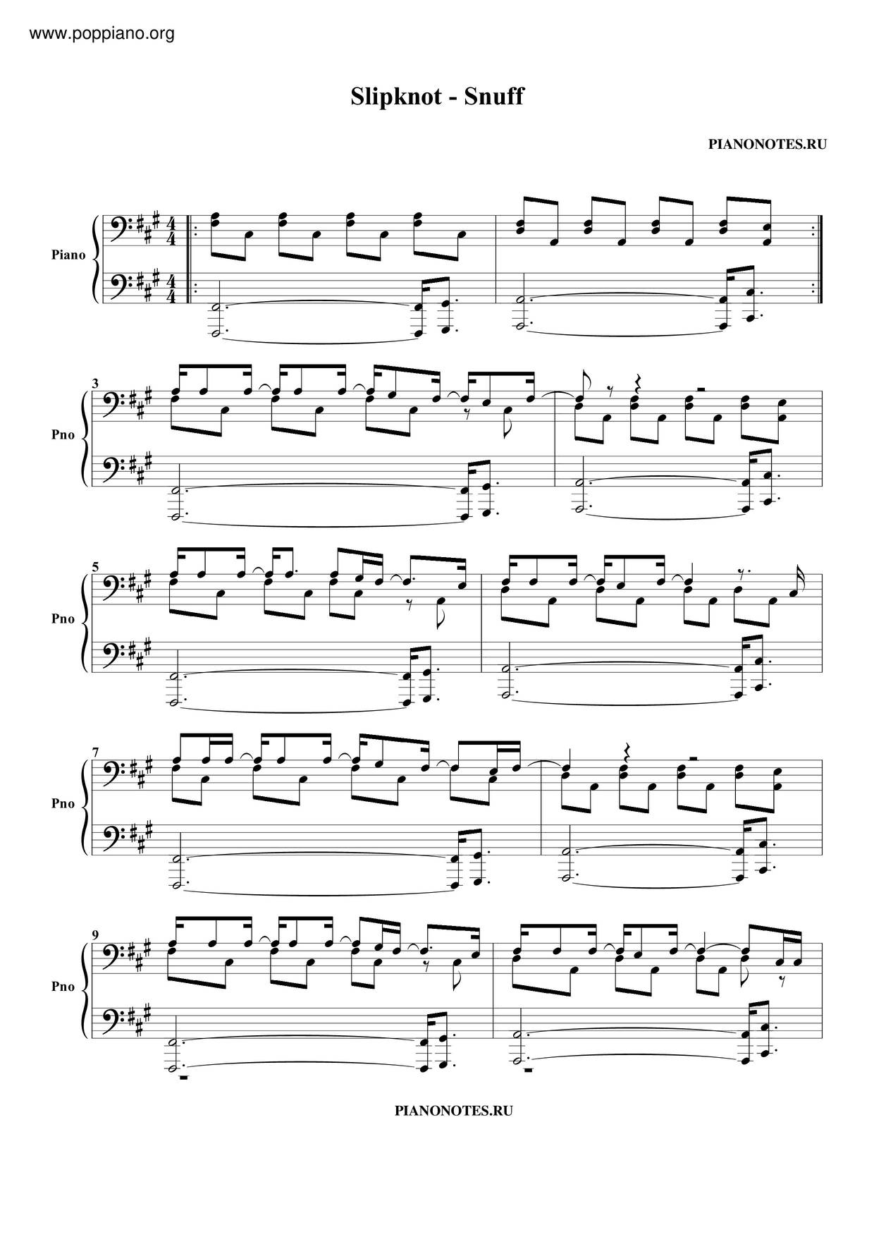 Slipknot Snuff Sheet Music Pdf Free Score Download