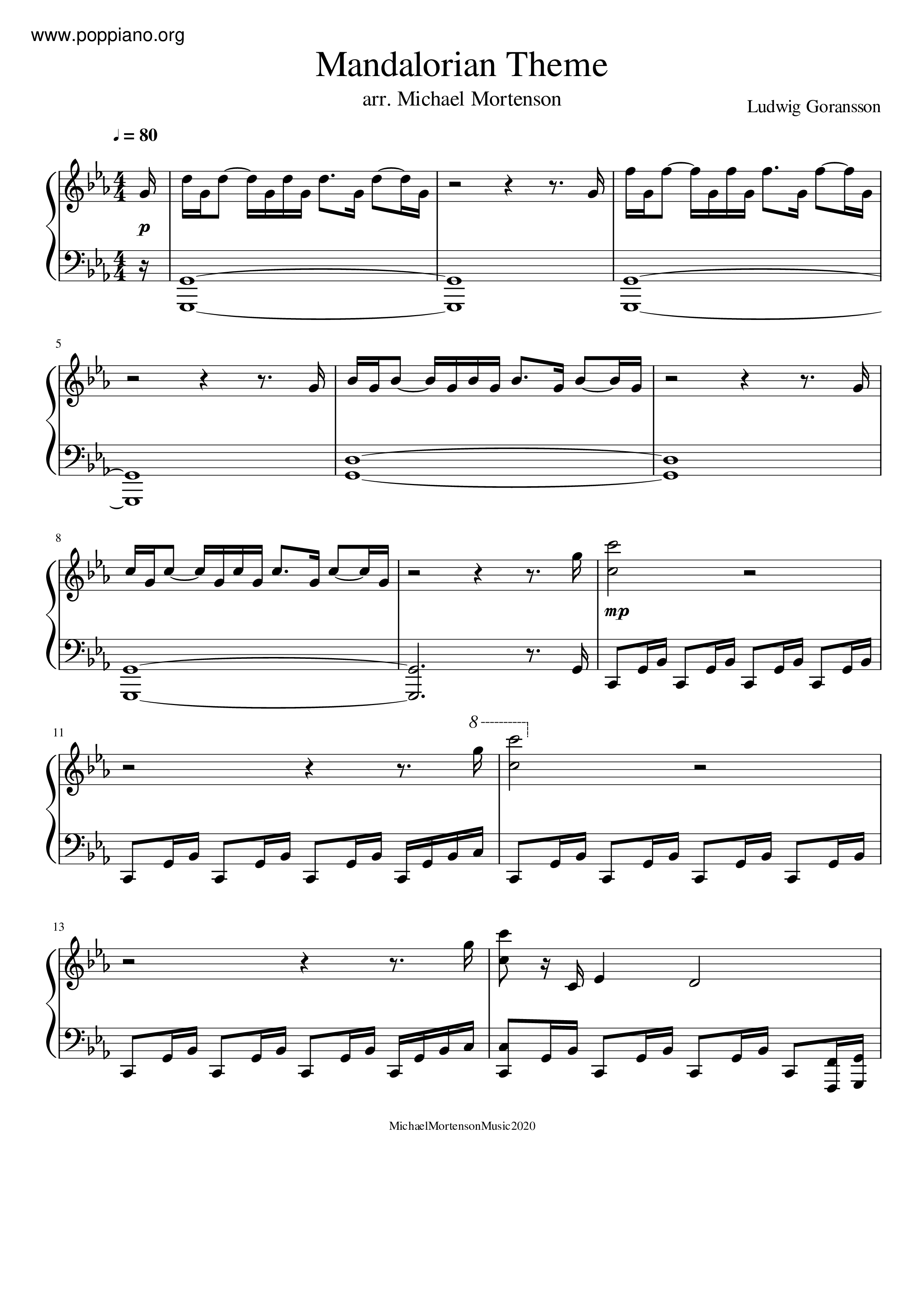 Ludwig Goransson The Mandalorian Theme Sheet Music Pdf Free Score 