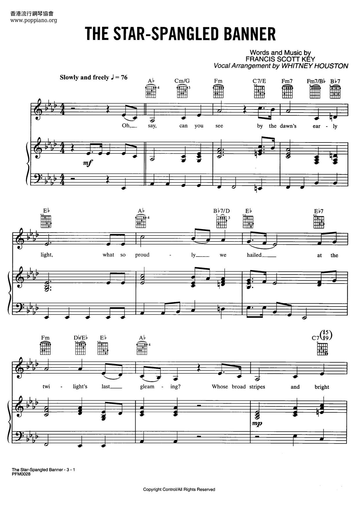 Whitney Houston The Star Spangled Banner Sheet Music Pdf ホイットニー ヒューストン Free Score Download