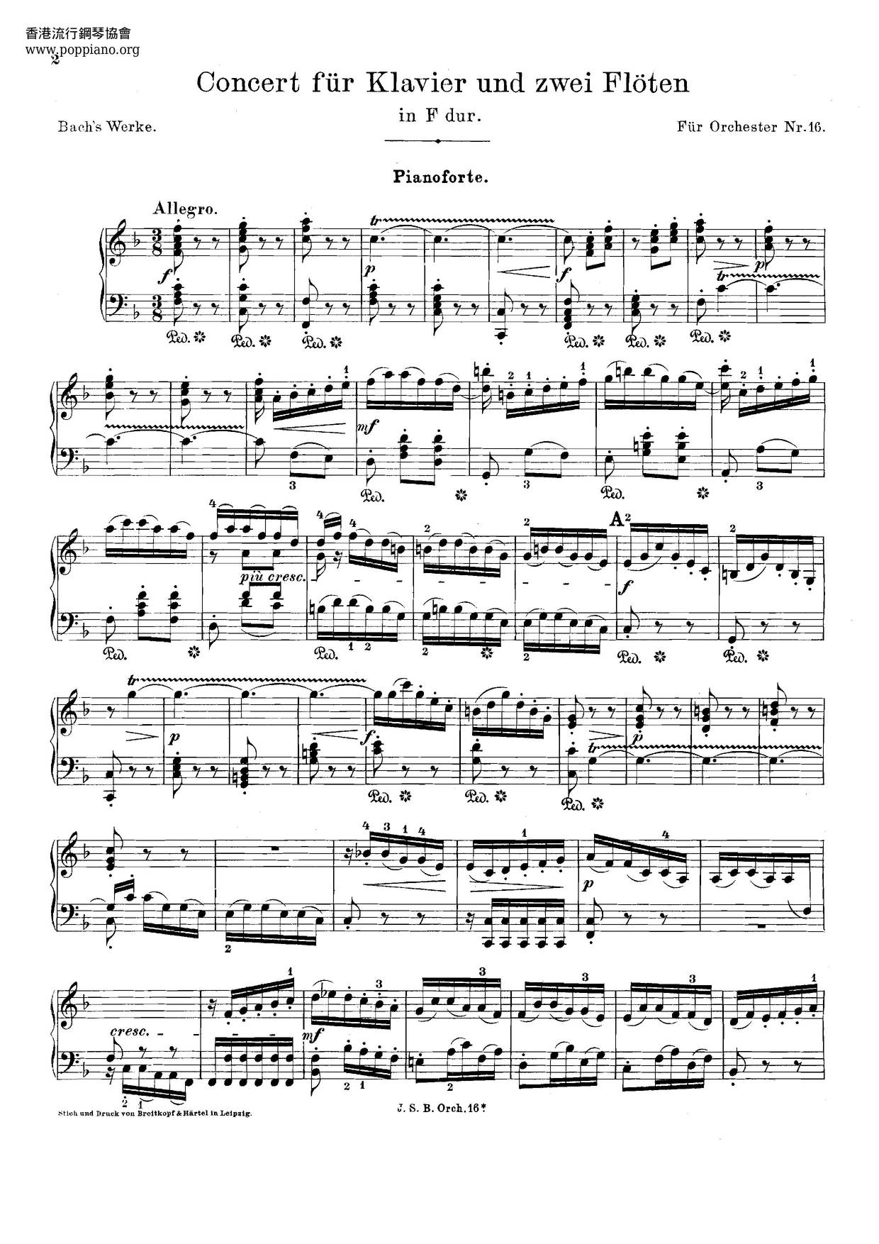 BachHarpsichord Concerto No. 6 In F Major, BWV 1057 Sheet Music pdf