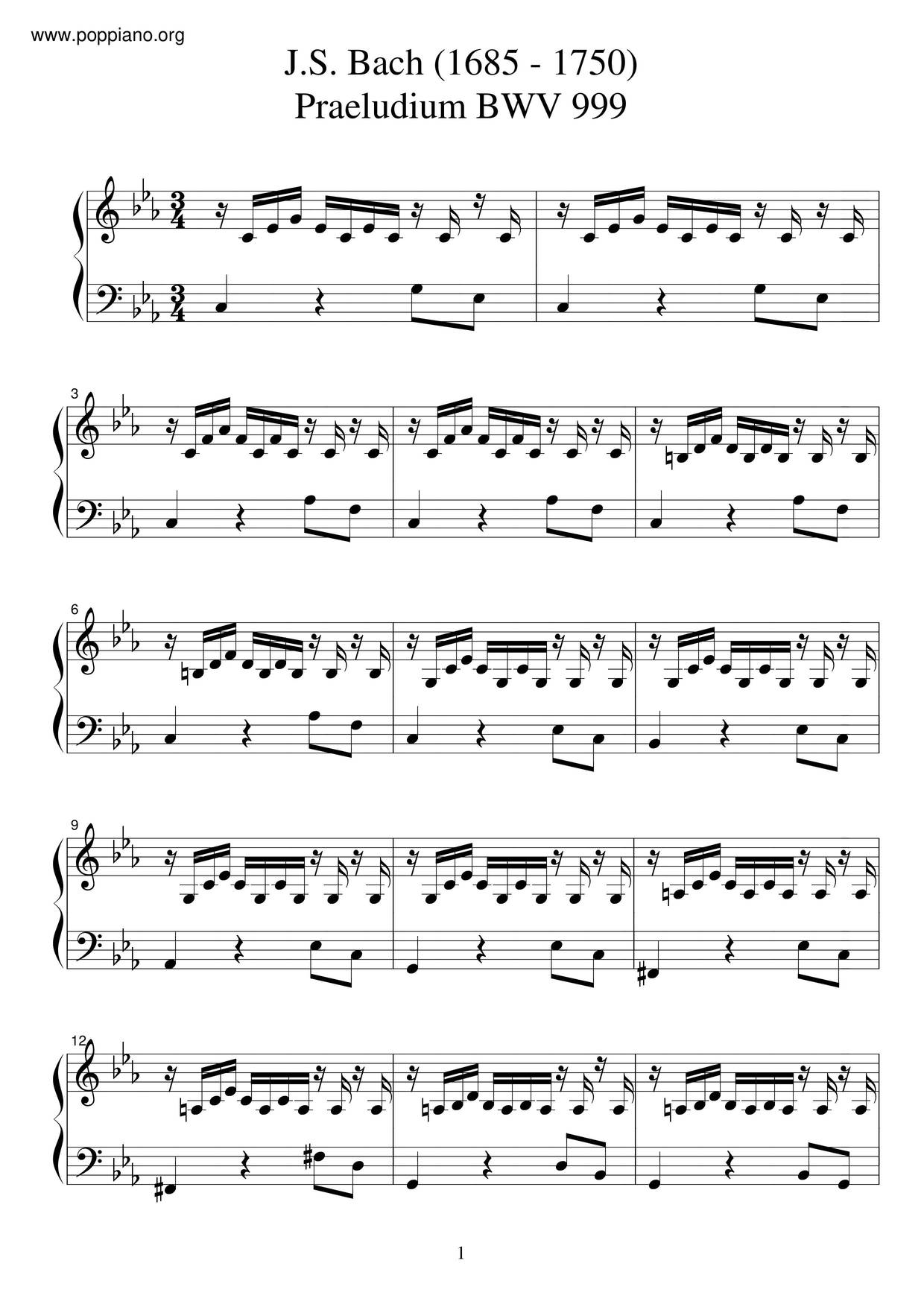 acerca de Mago Fusión ☆ Prelude In C Minor, BWV 999 | Sheet Music | Piano Score Free PDF Download  | HK Pop Piano Academy