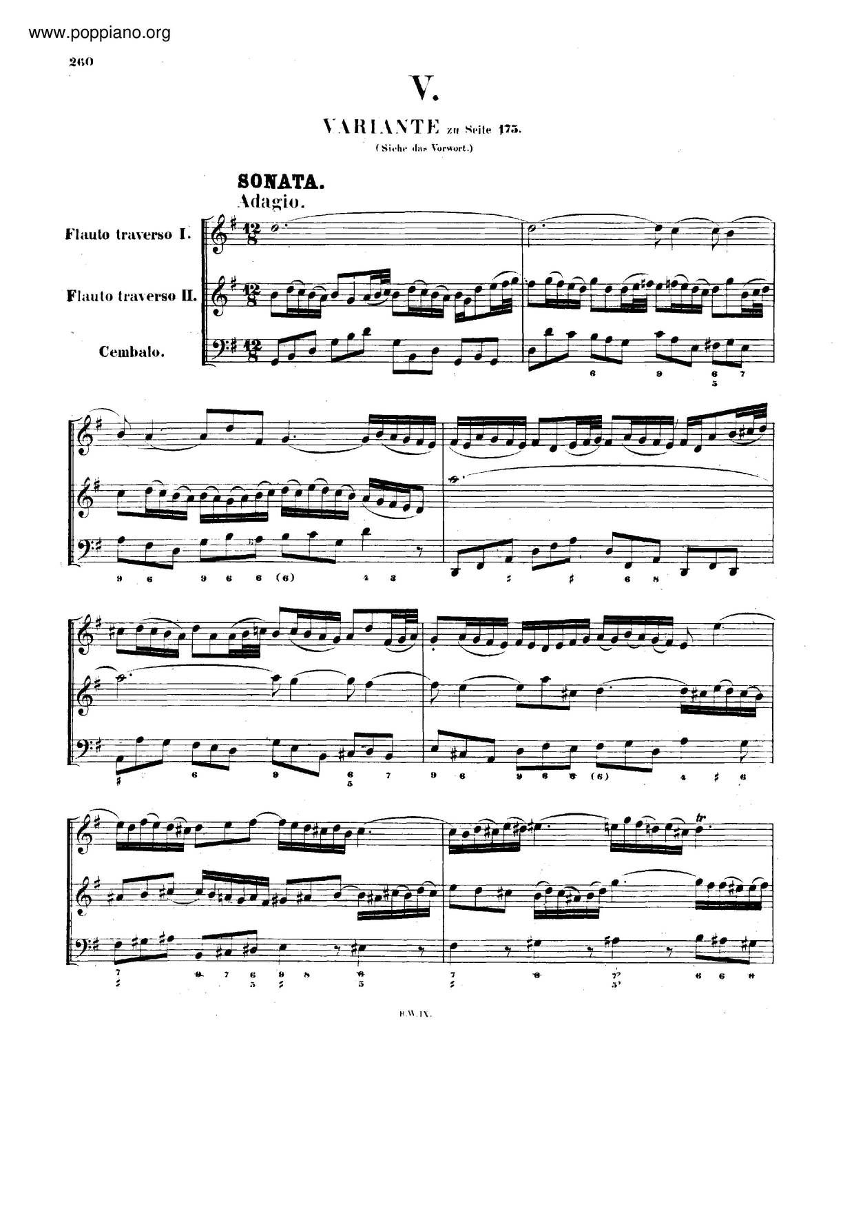 ☆Johann Sebastian Bach - Trio Sonata In G Major, BWV 1039 ピアノ 