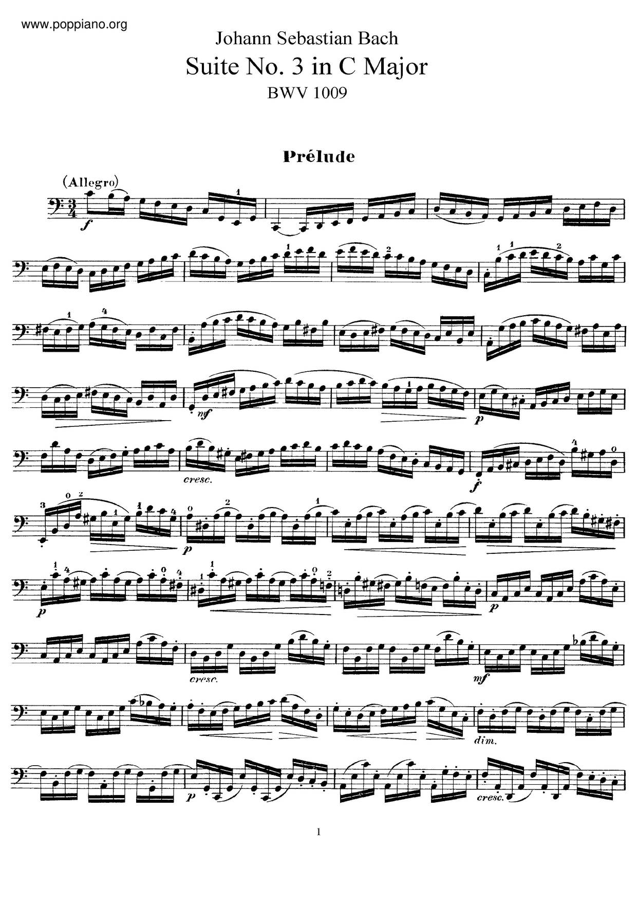 village Sister Mutton ☆ Bach-Cello Suite No. 3 In C Major, BWV 1009 Sheet Music pdf, - Free Score  Download ☆