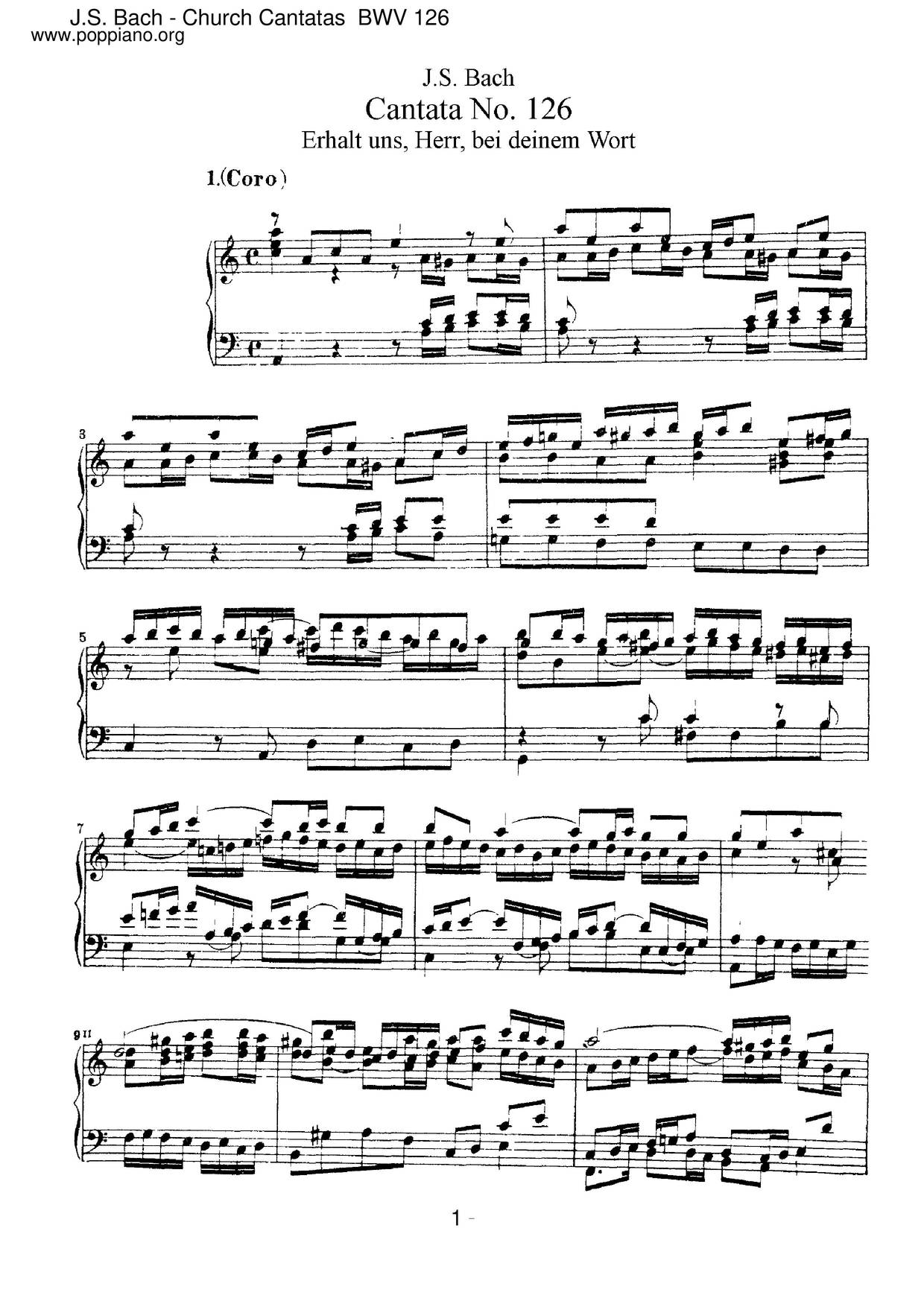 Erhalt Uns, Herr, Bei Deinem Wort, BWV 126琴譜