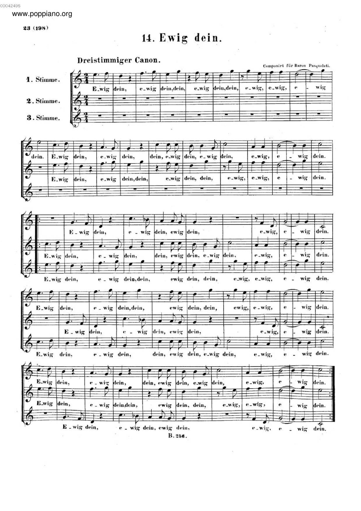 BeethovenEwig Dein, WoO 161 Sheet Music pdf, (ベートーベン) Free Score