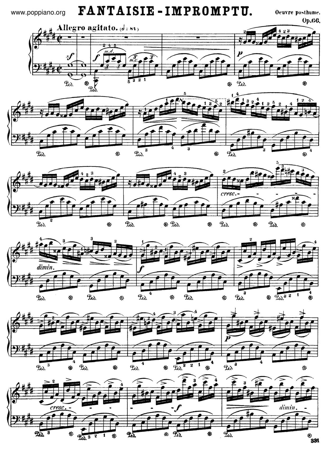Chopin Fantasie Impromptu Op 66 即興幻想曲 Sheet Music Pdf Free Score Download
