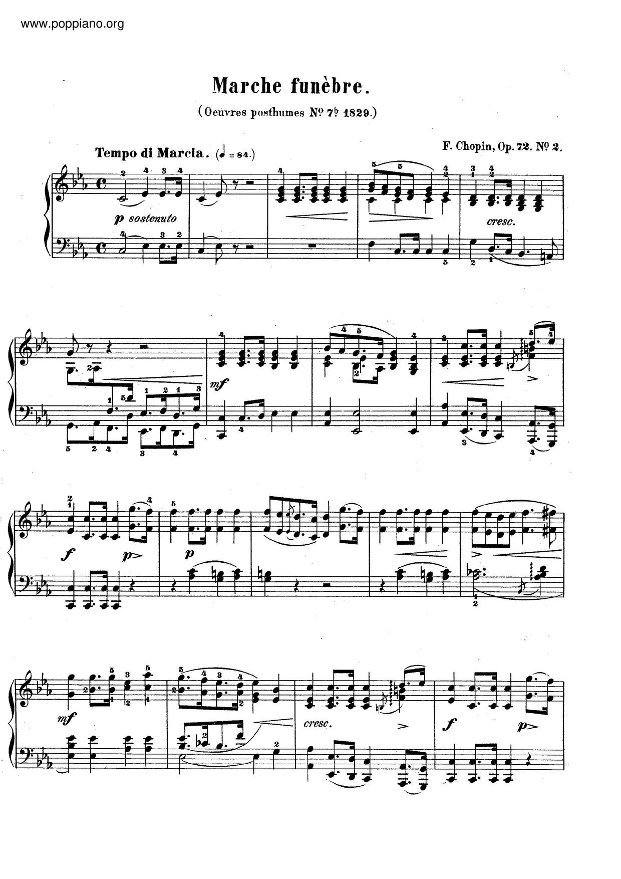 ChopinFuneral March In C Minor, Op. Posth. 72 No. 2 Sheet Music pdf, Free Score Download ★