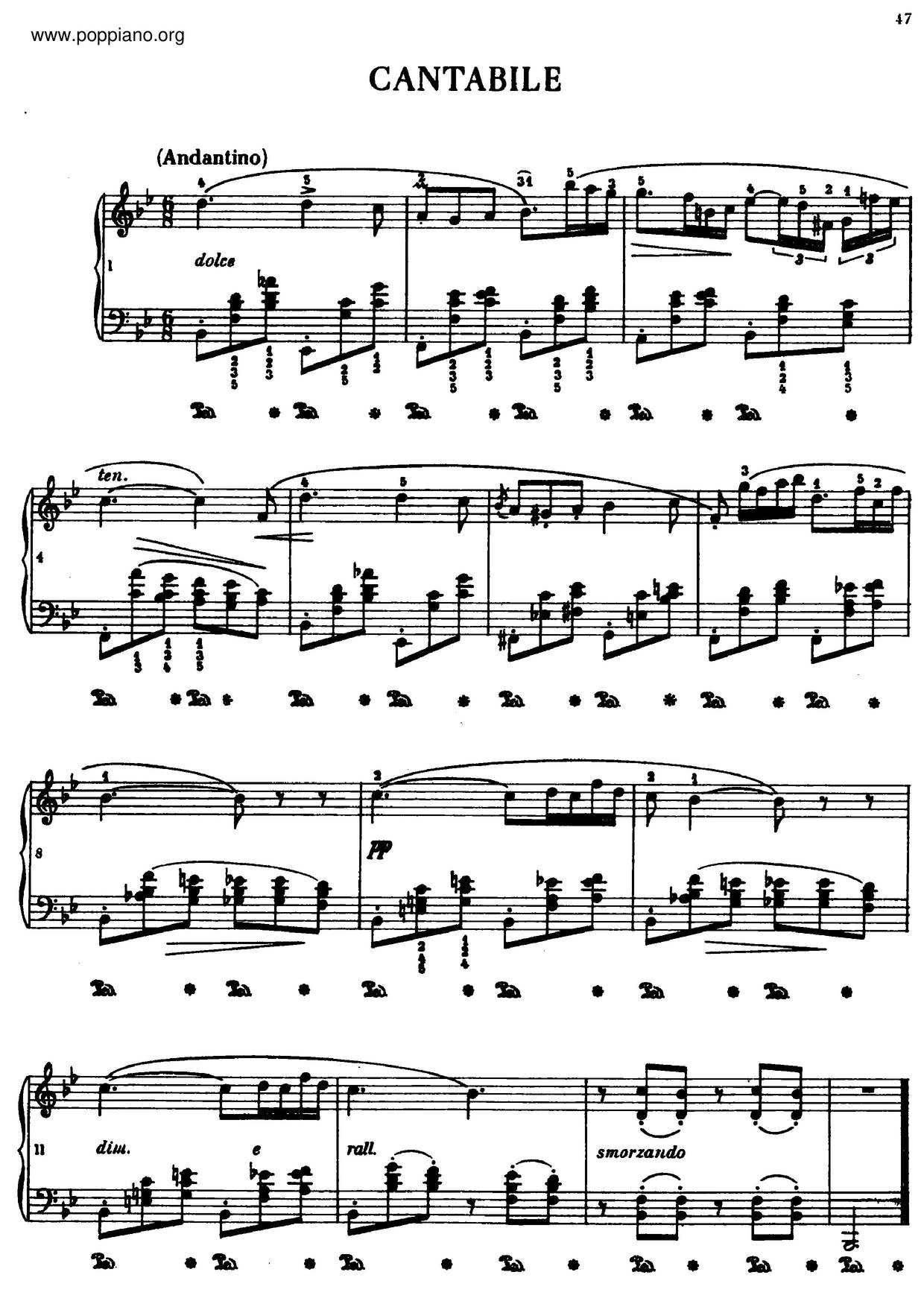 Cantabile In B-Flat Major, B. 84琴譜