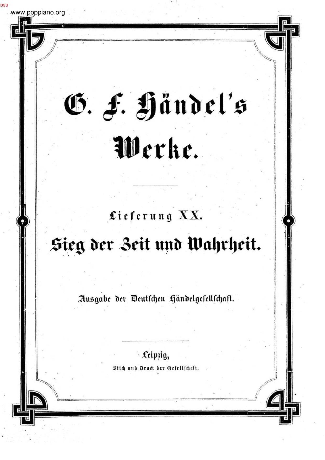Georg Friedrich Handel The Triumph Of Time And Truth Hwv 71 Sheet Music Pdf Free Score Download