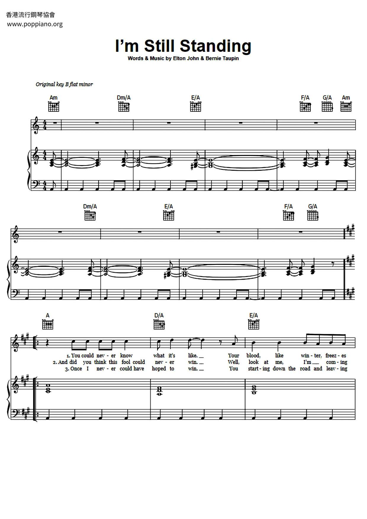 Elton John I M Still Standing Sheet Music Pdf Free Score Download