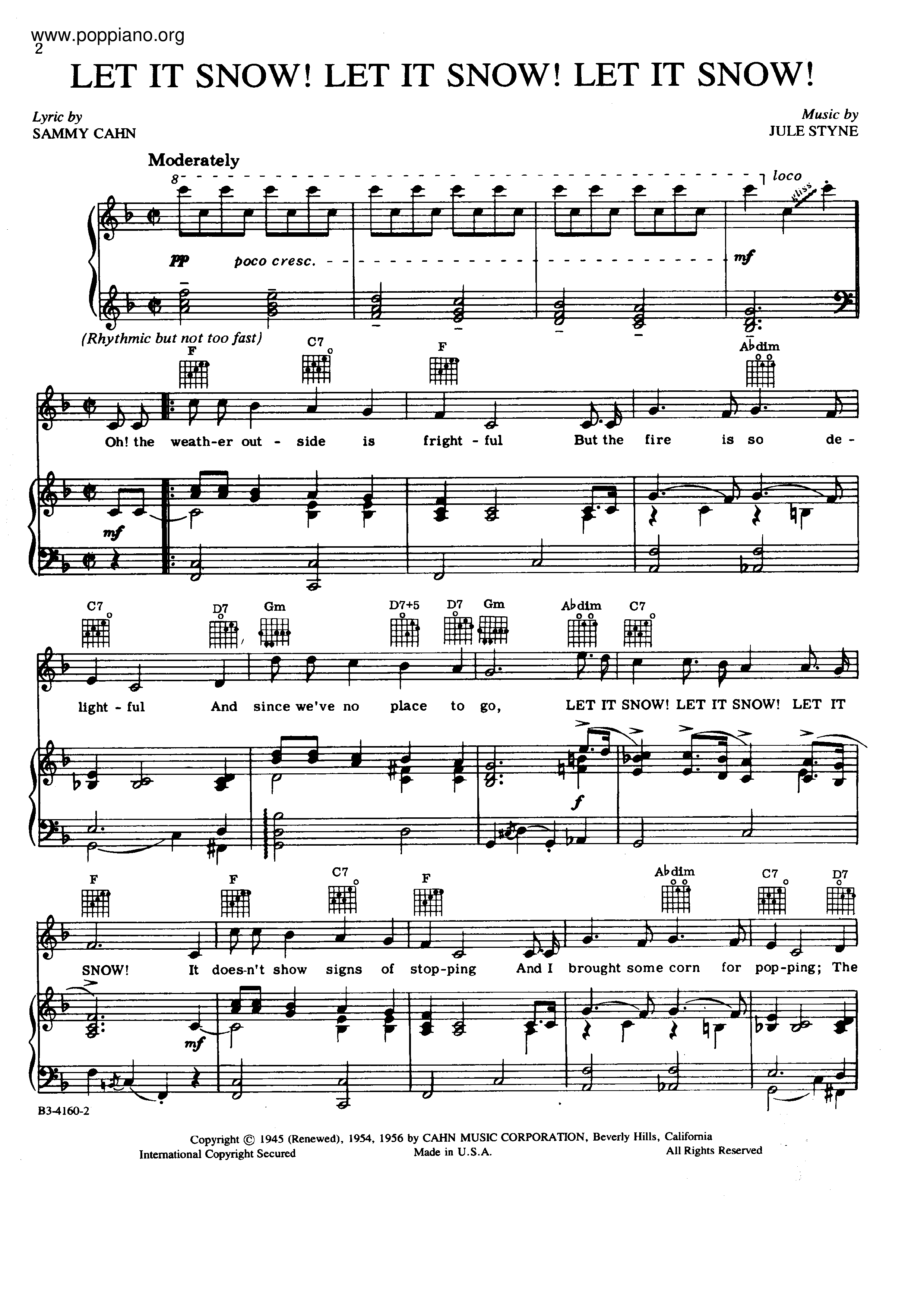 ☆ Christmas-Let It Snow Sheet pdf, - Free Score Download ☆