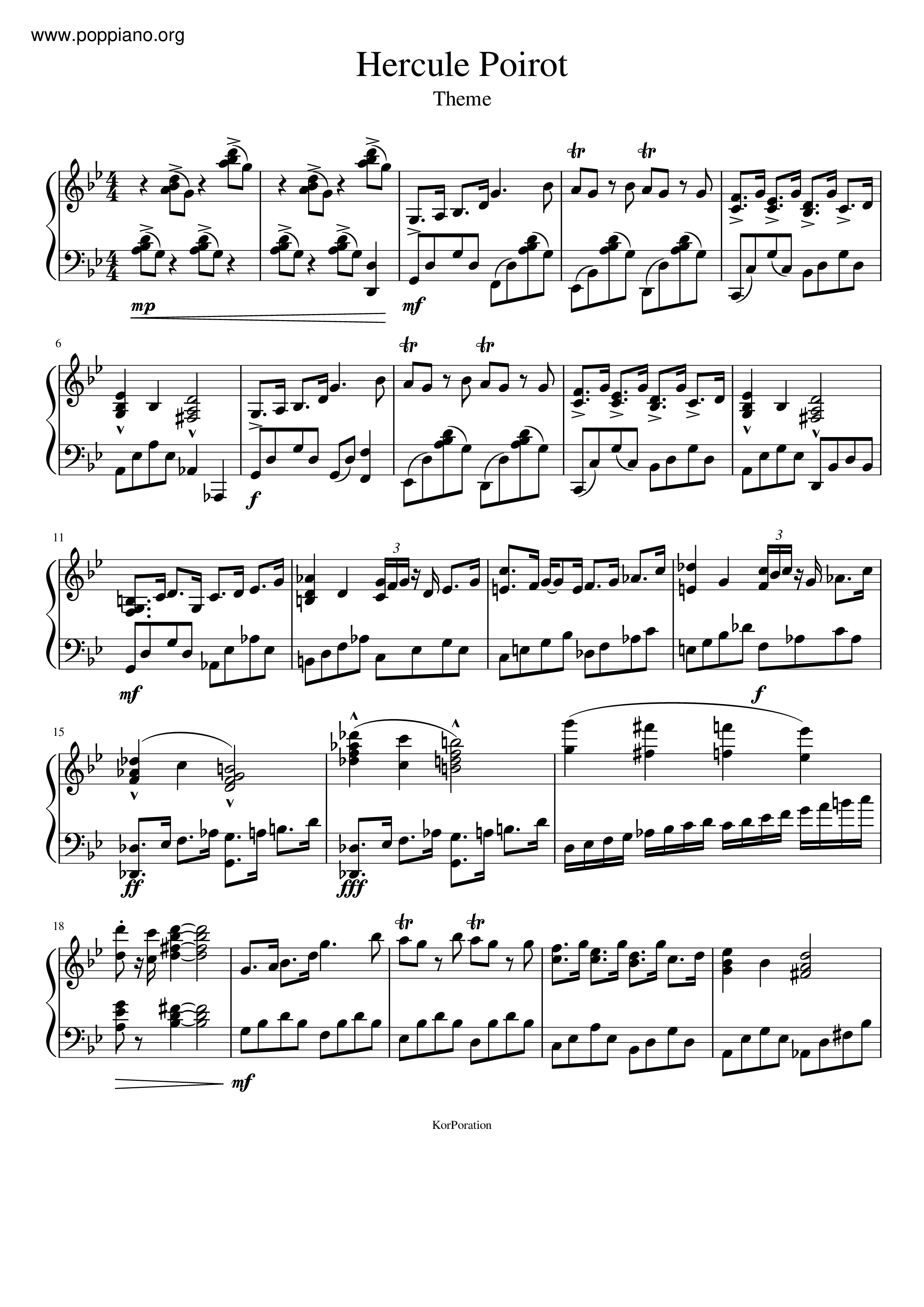 Hercule Poirot - Main Theme琴譜