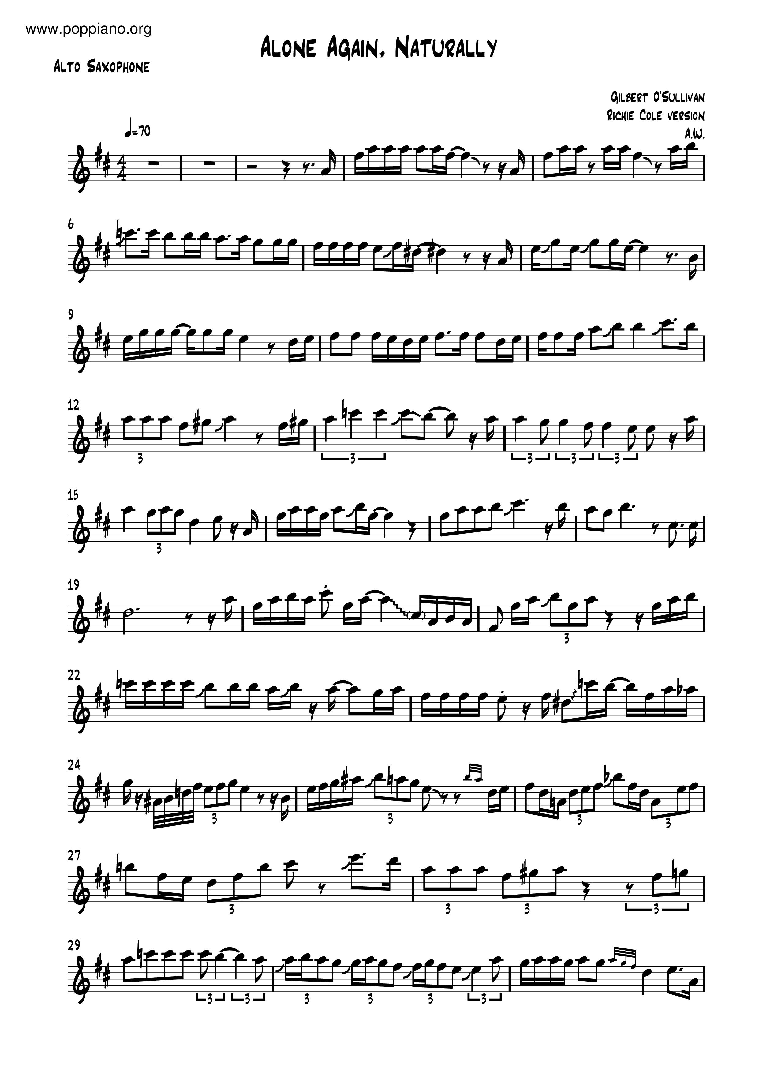 Gilbert O Sullivan Alone Again Sax Score Pdf Free Score Download Gilbert O Sullivan Alone Again Sax Score Pdf Free Score Download